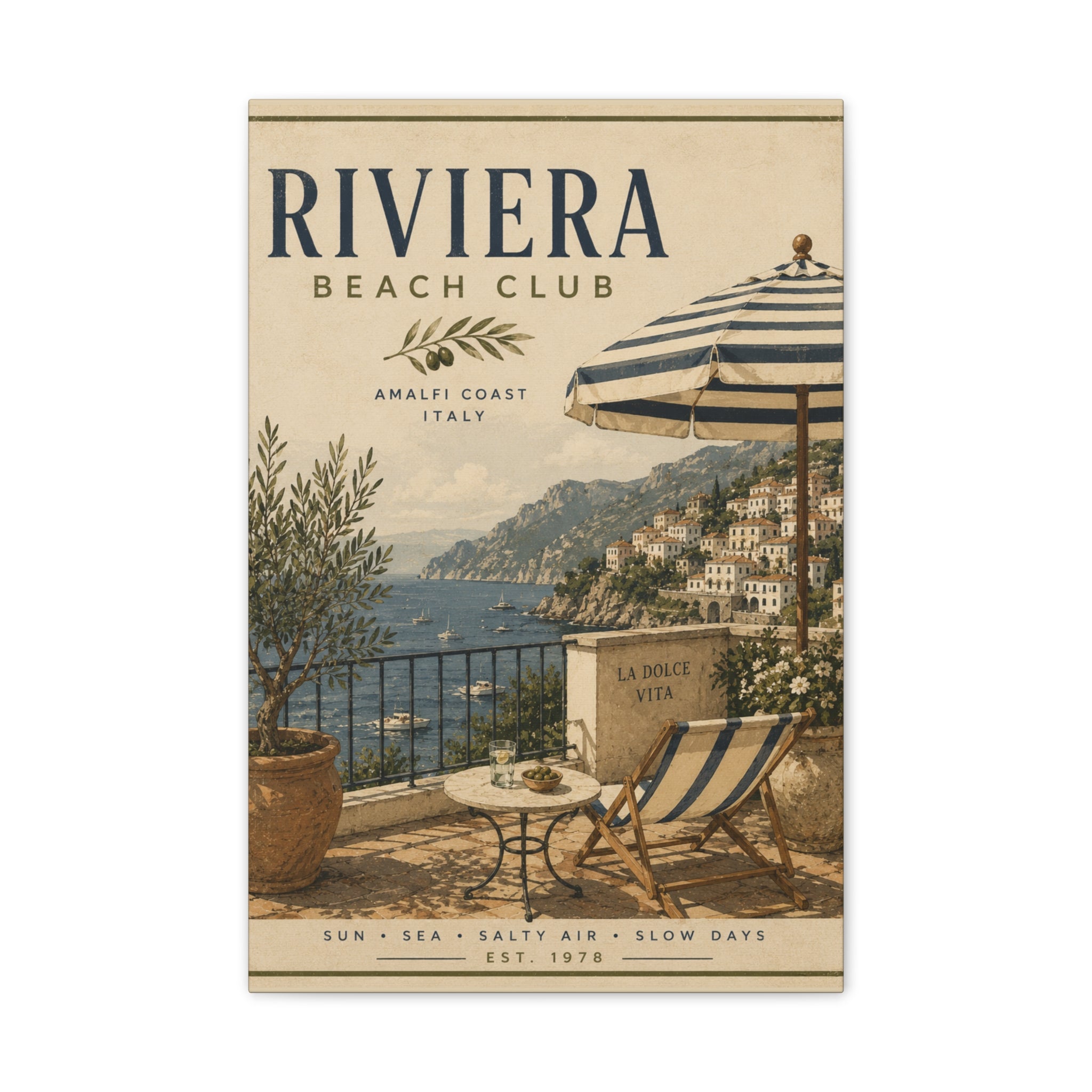 Riviera Beach Club Canvas Wall Art – Amalfi Coast Seaside Print - Creations by Chris and Carlos