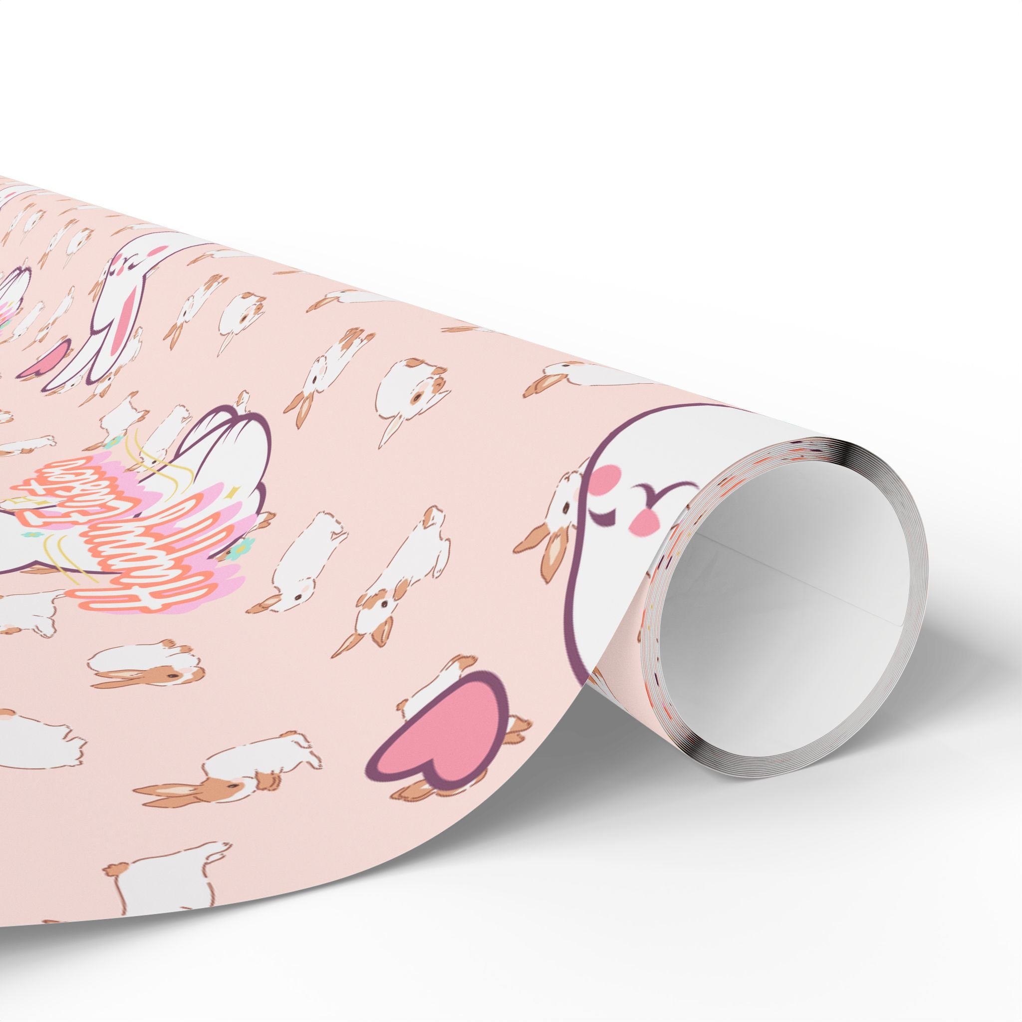 Easter Cute Bunny Pattern Wrapping Paper - Pastel Pink Love & Hearts Gift Wrap - Creations by Chris and Carlos