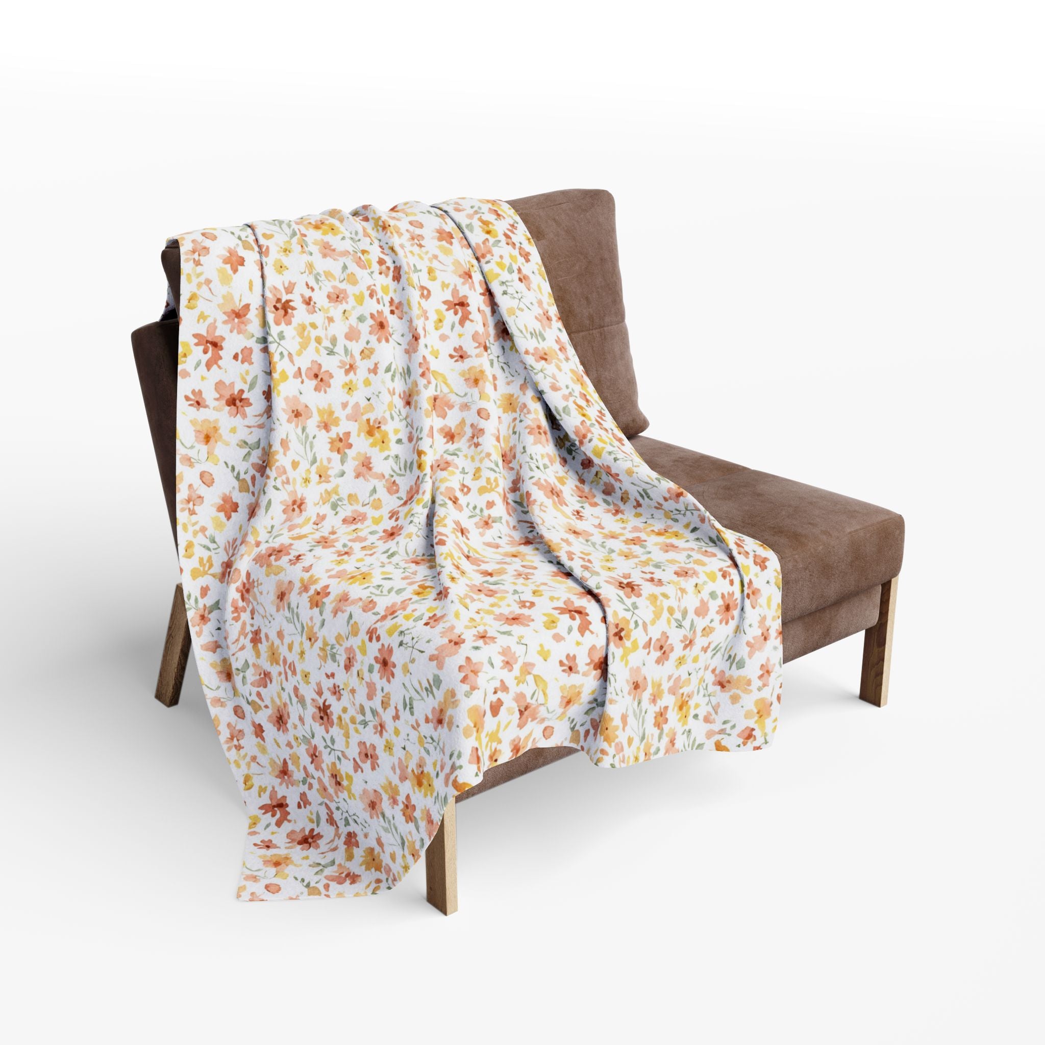 The Artisanal Flora Gallery Floral Fleece Blanket — Delicate Autumn Wildflower Throw - Creations by Chris and Carlos
