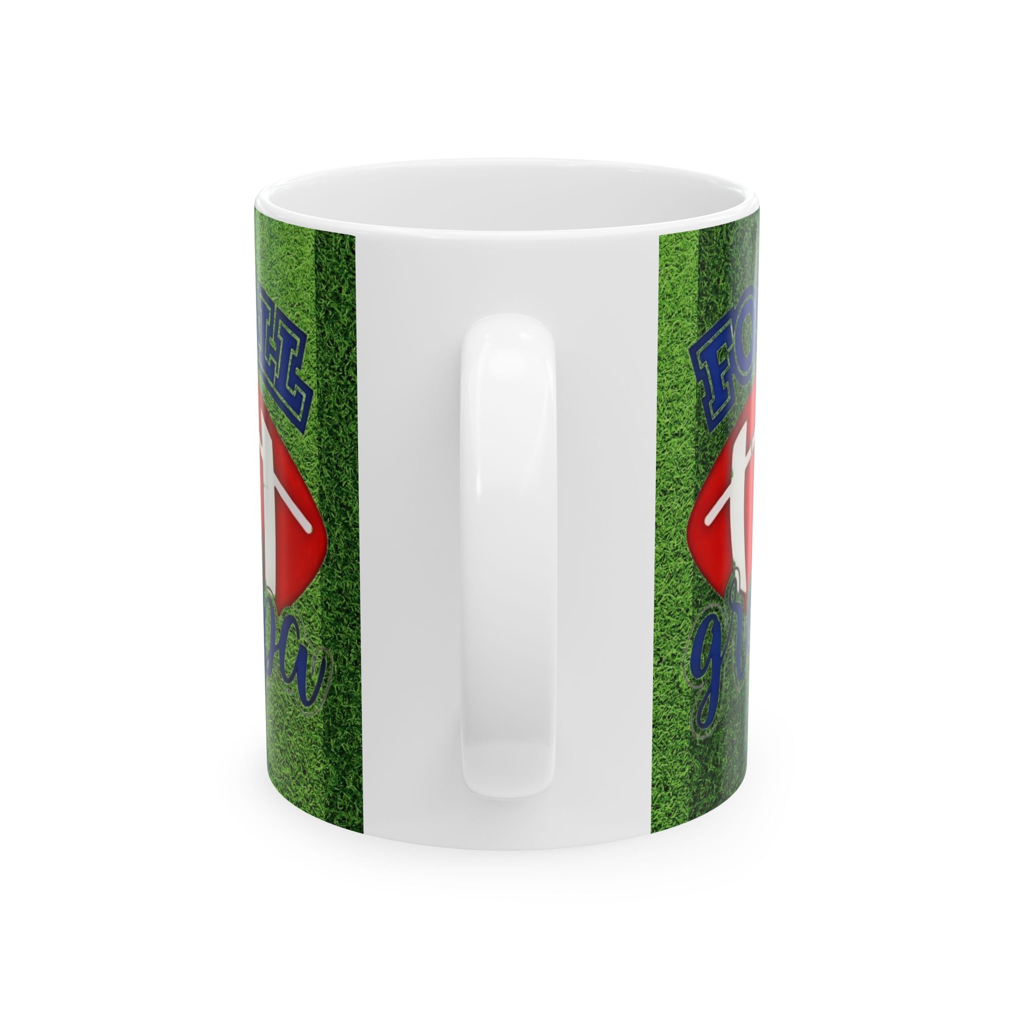 Football Papa Grandpa Ceramic Mug — 11oz/15oz Grassy Field Coffee Cup - Creations by Chris and Carlos
