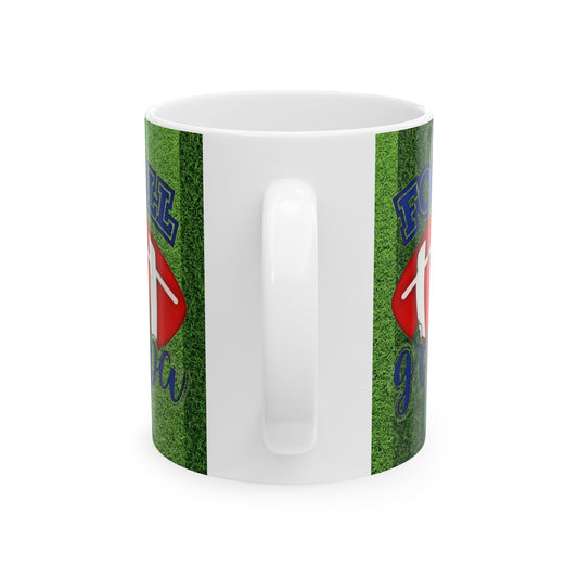 Football Papa Grandpa Ceramic Mug — 11oz/15oz Grassy Field Coffee Cup - Creations by Chris and Carlos