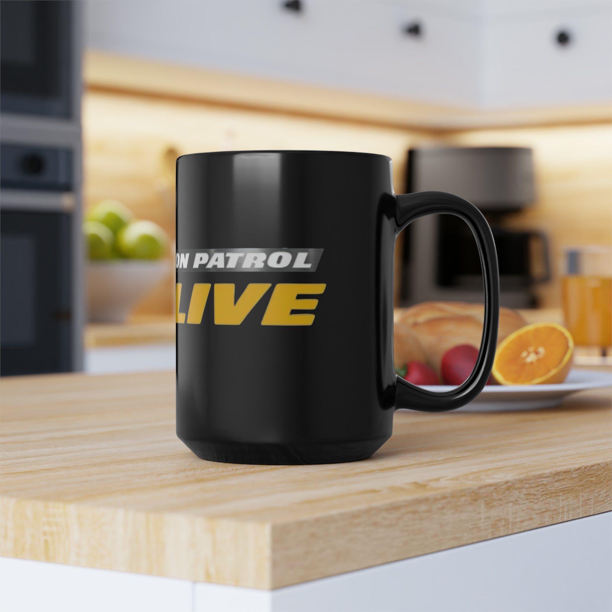OPL- On Patrol Live Logo- Black Mug 15oz - Creations by Chris and Carlos