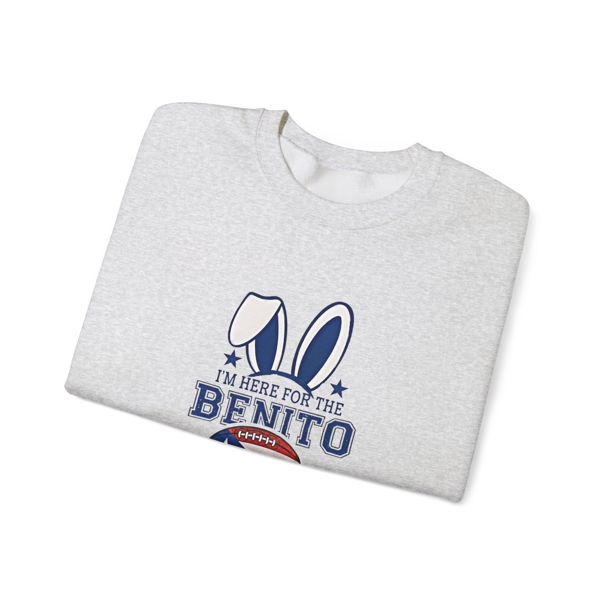 Benito Bowl Crewneck Sweatshirt – Patriotic Football Bunny Design - Creations by Chris and Carlos