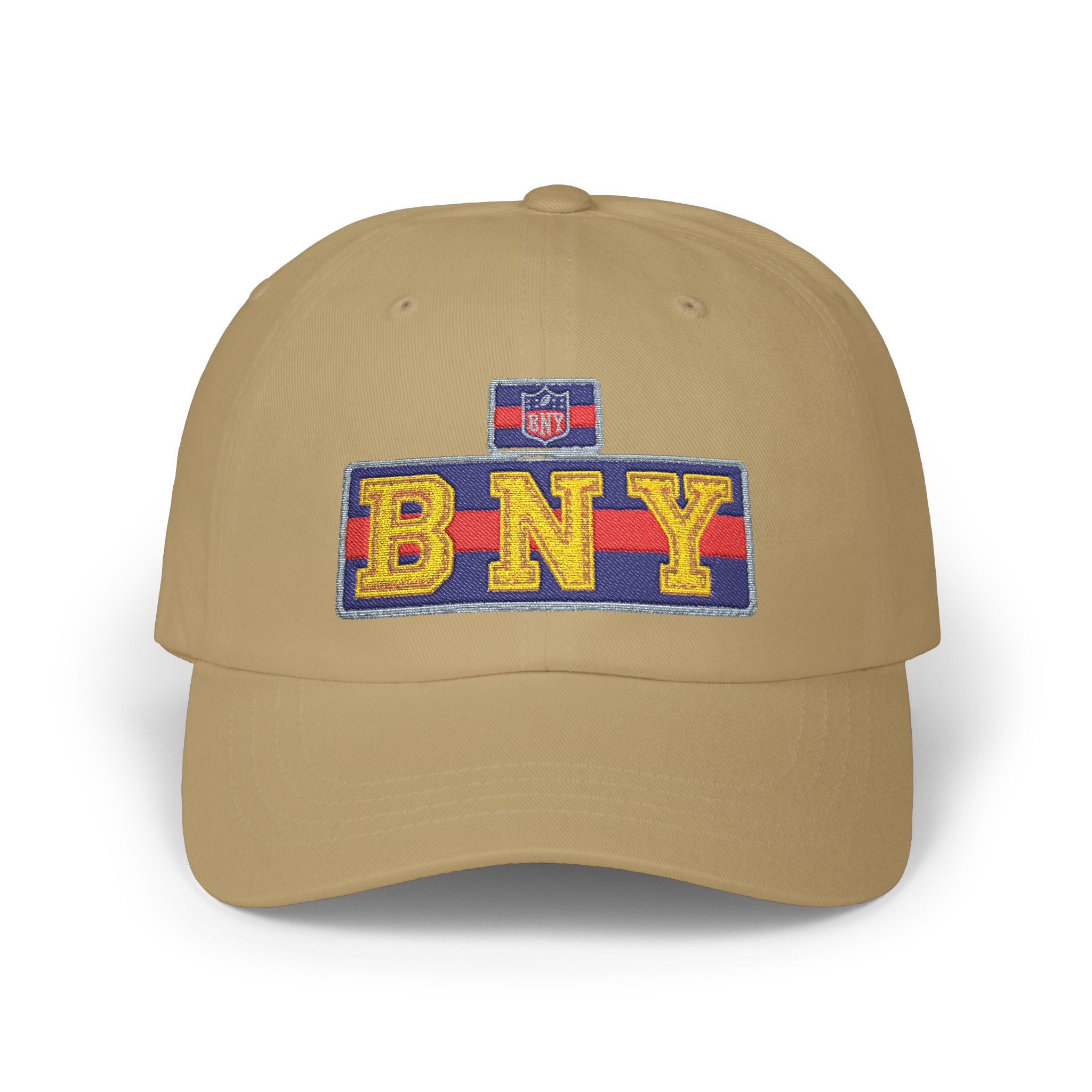 BNY Embroidered Dad Cap — Vintage Varsity Patch Baseball Hat - Creations by Chris and Carlos