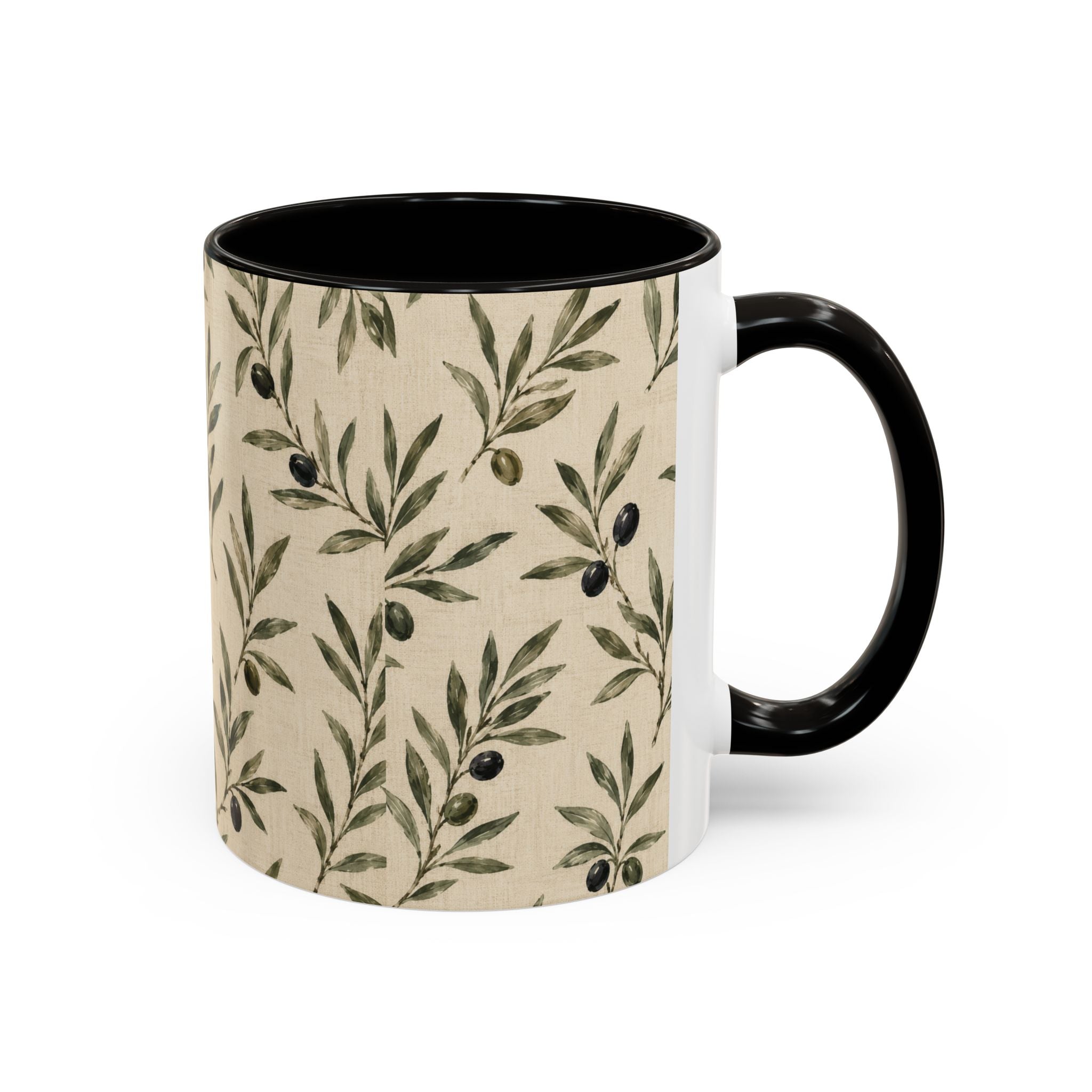 Olive Branch Pattern Ceramic Mug (11oz, 15oz) - Creations by Chris and Carlos