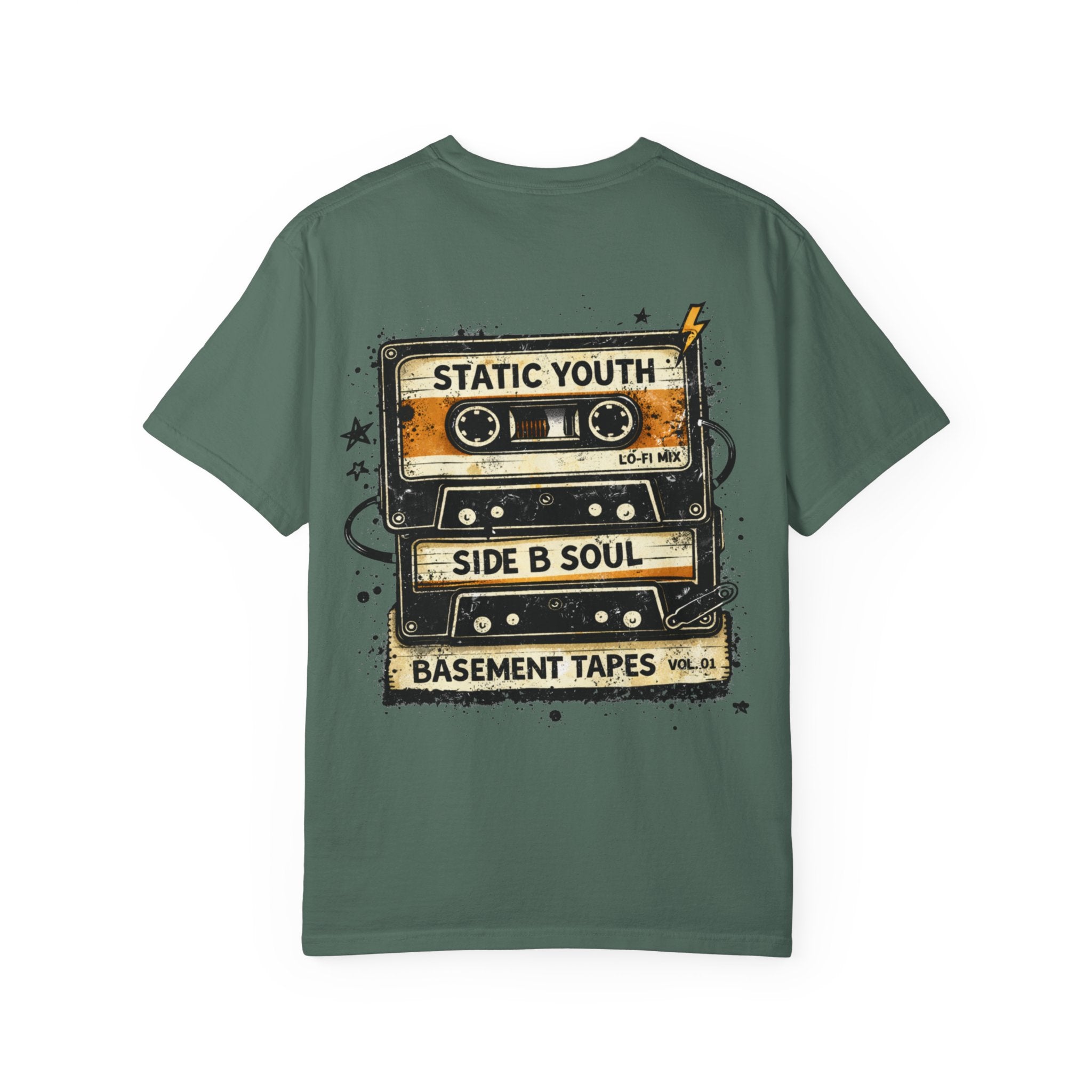 Basement Tapes Retro Cassette T-Shirt — "Static Youth / Side B Soul" - Creations by Chris and Carlos