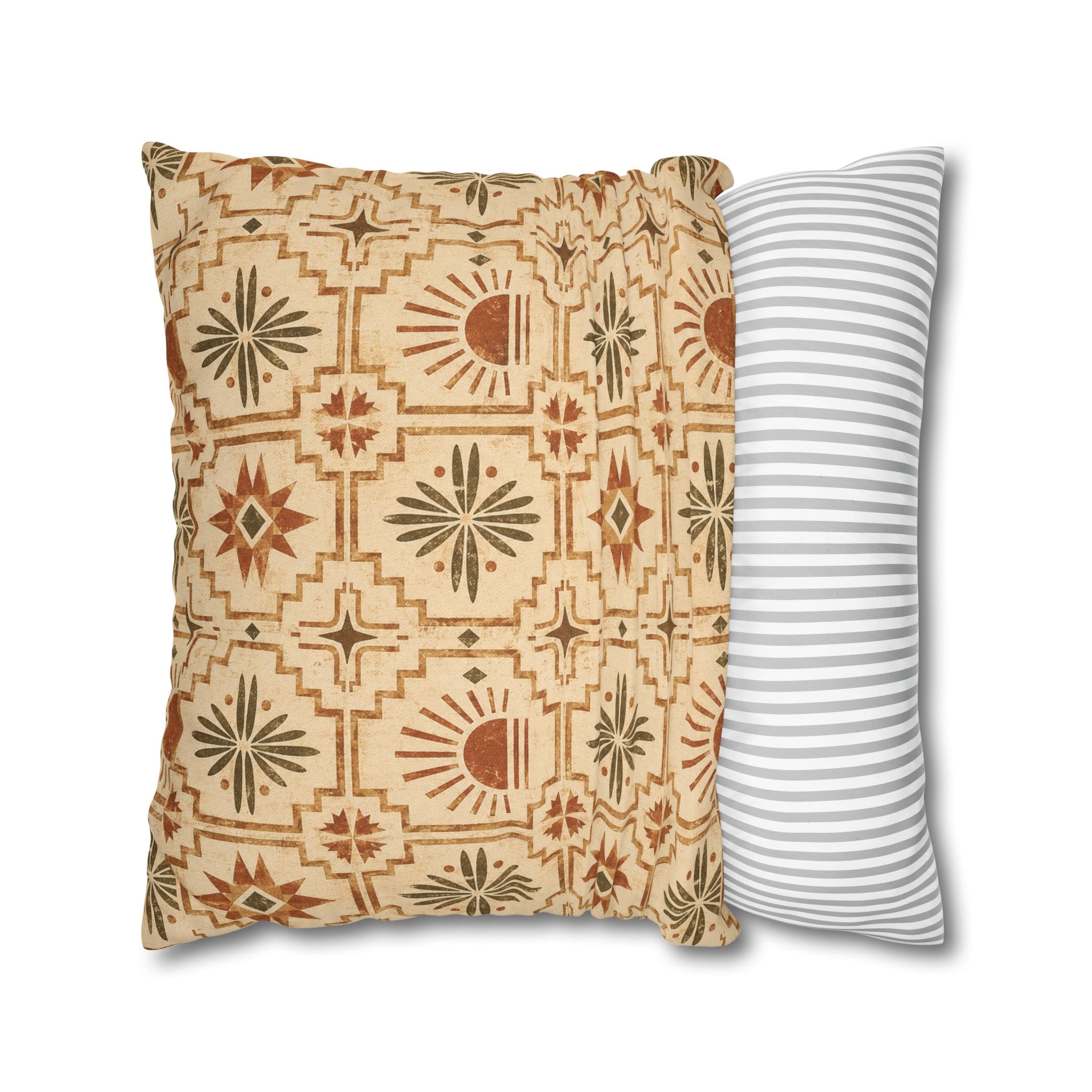 Southwestern Sunburst Pattern Pillowcase — Boho Geometric Throw Cover - Creations by Chris and Carlos