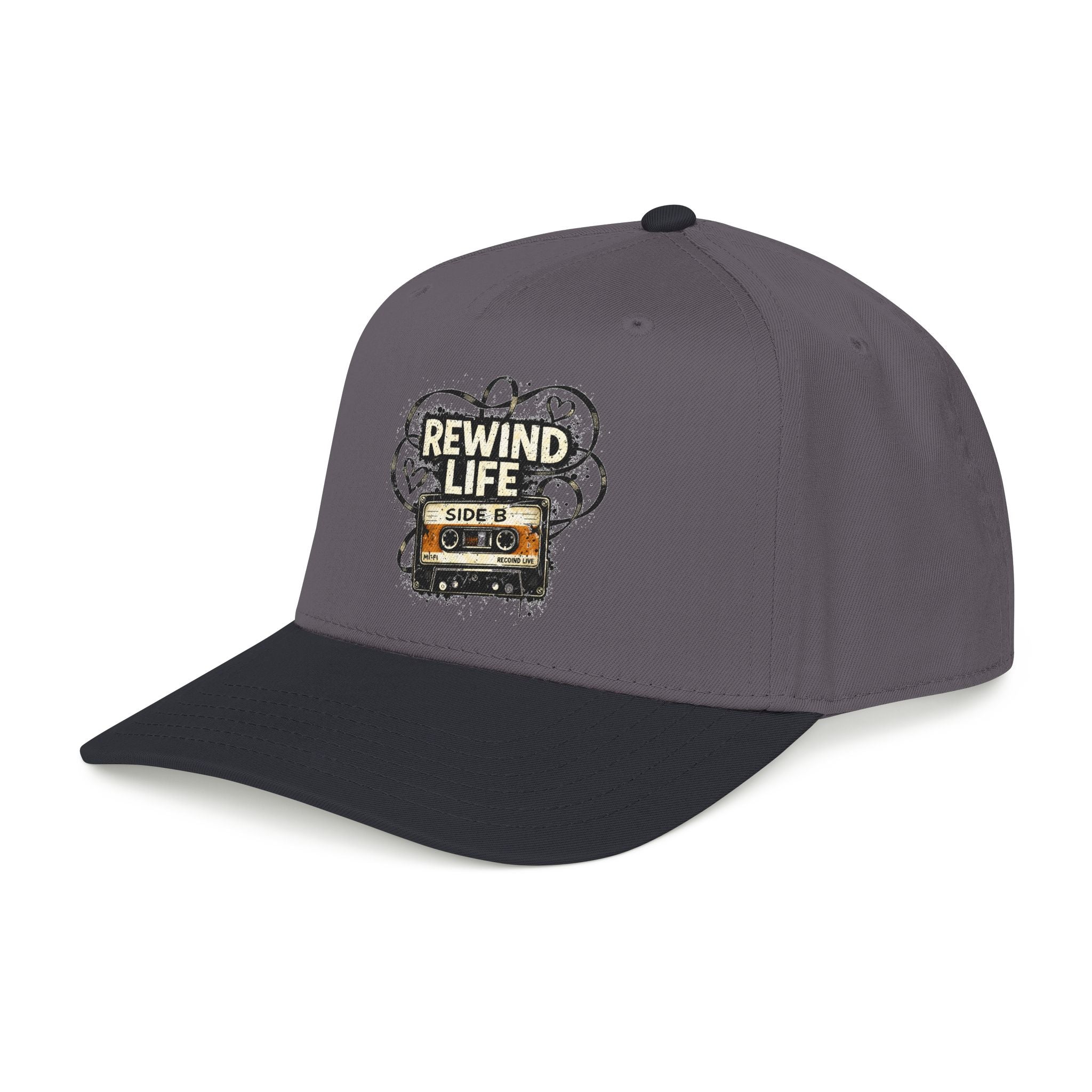 Rewind Life Cassette Cap — Retro Music Mid-Profile Baseball Hat - Creations by Chris and Carlos