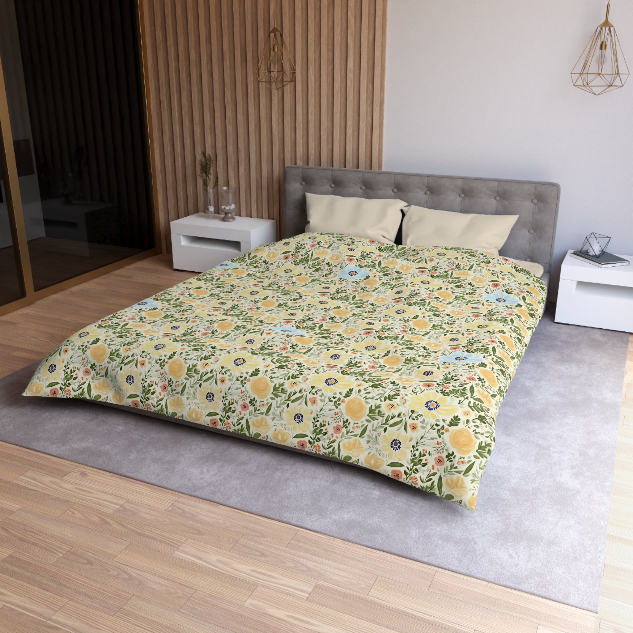 The Artisanal Flora Gallery Vintage Floral Duvet Cover — Pastel Wildflower Microfiber Bedding - Creations by Chris and Carlos