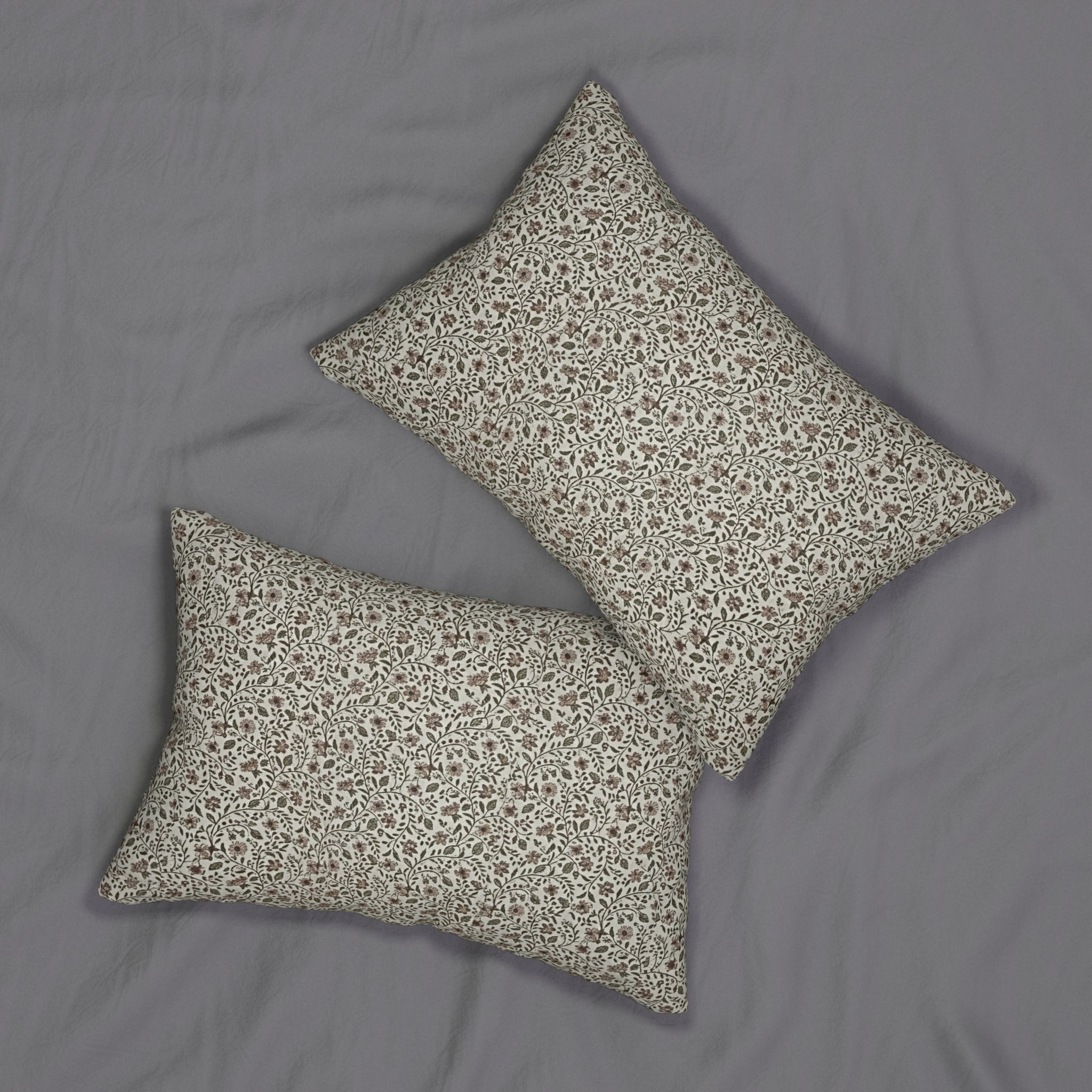 Floral Vine Lumbar Pillow — Neutral Botanical Throw Pillow - Creations by Chris and Carlos