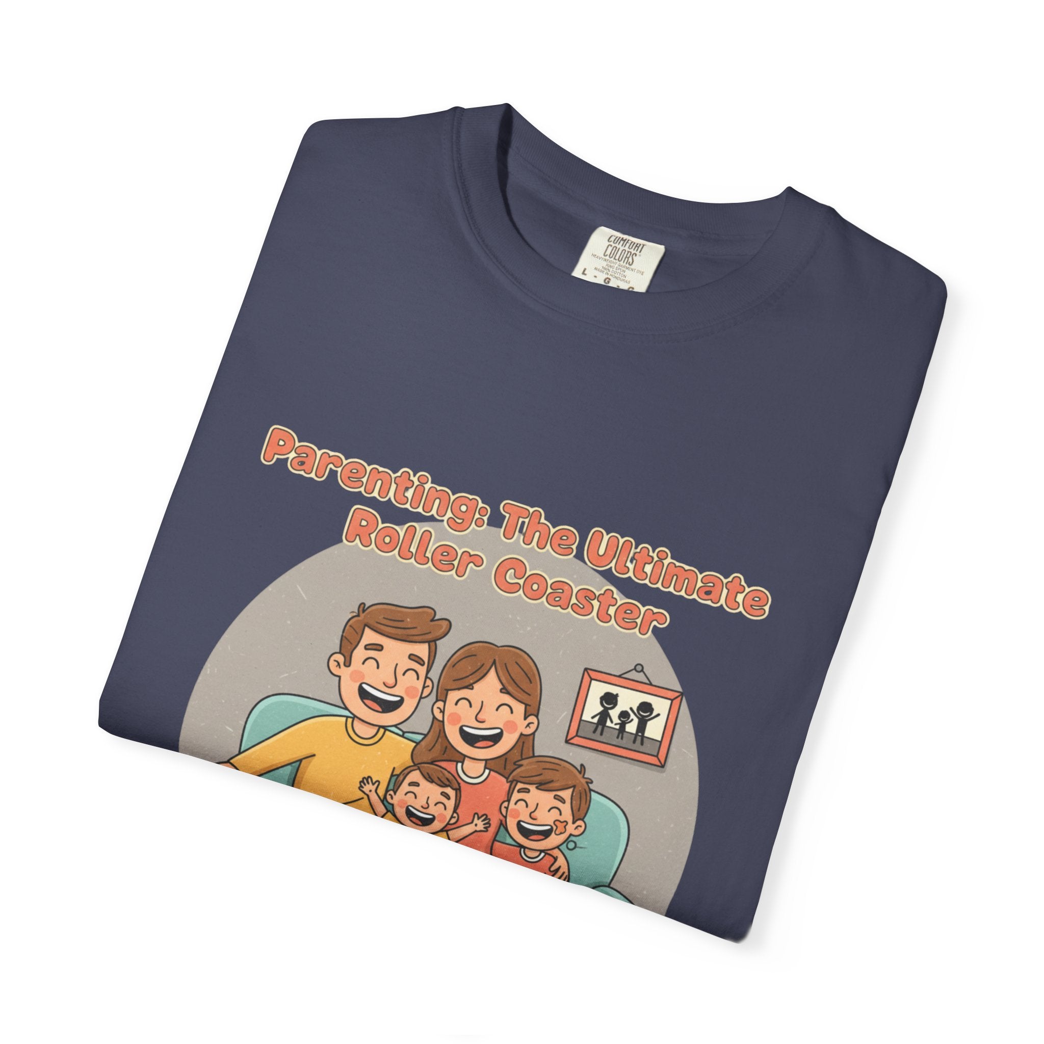 T-Shirt — "Parenting: The Ultimate Roller Coaster" Funny Retro Graphic Tee - Creations by Chris and Carlos