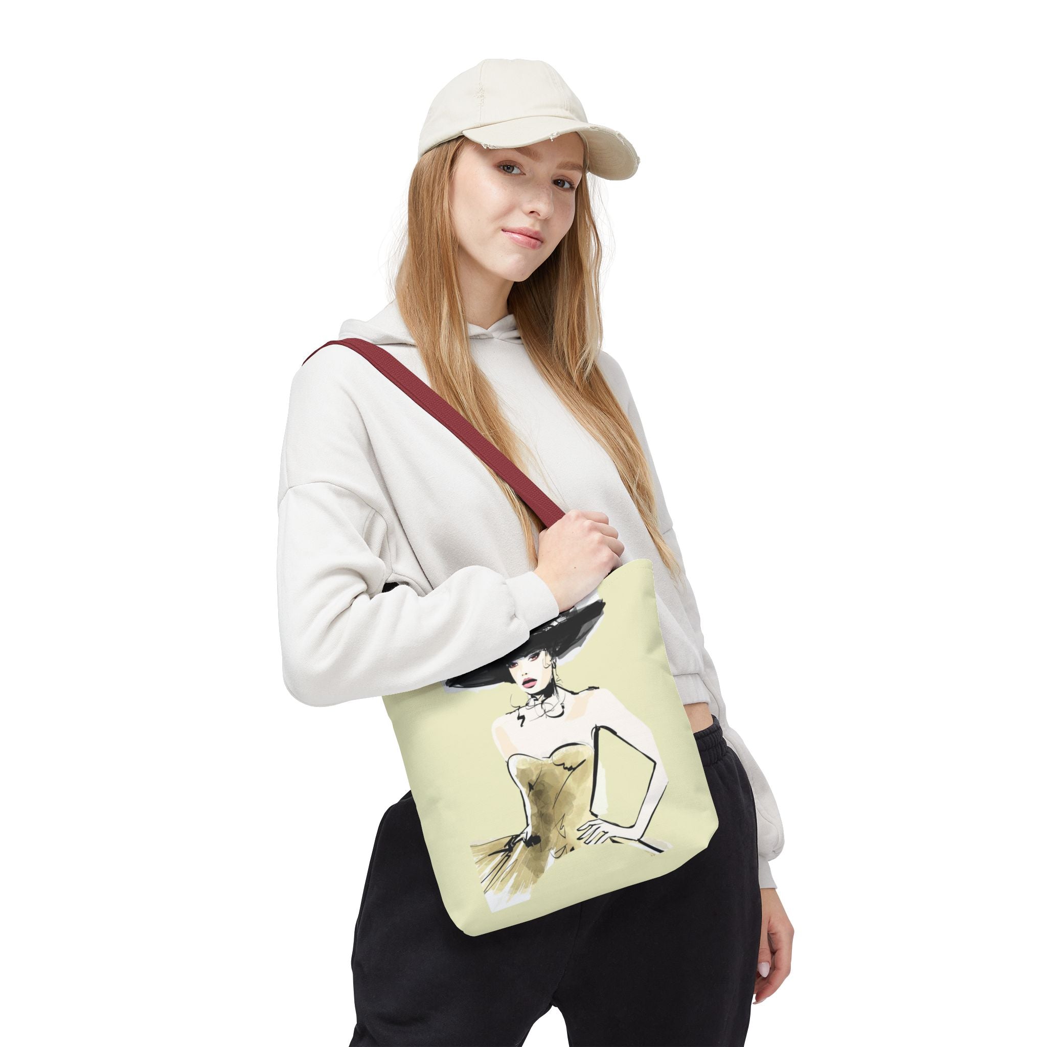 Fashion Illustration Tote Bag — Chic Woman in Hat Design - Creations by Chris and Carlos