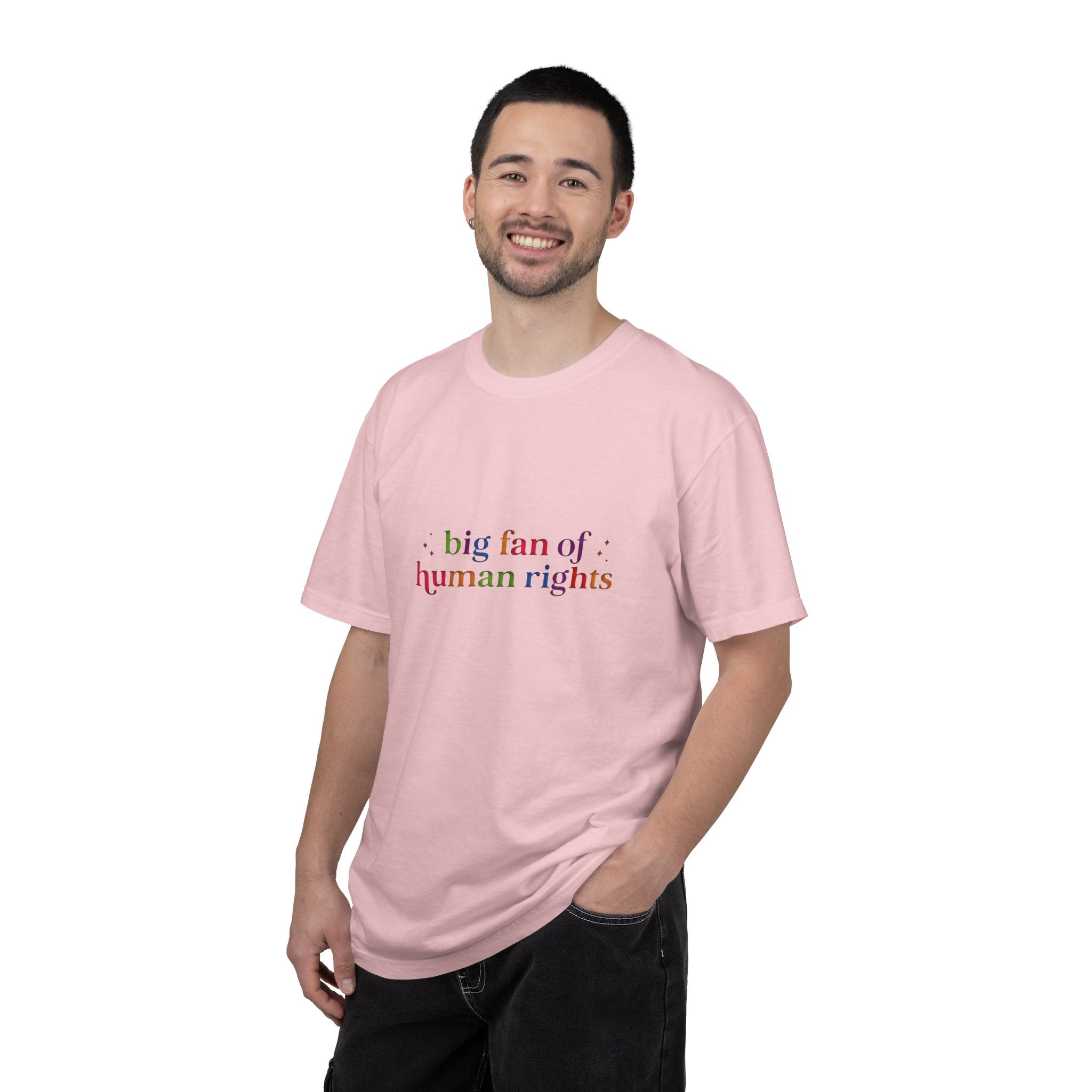 T-Shirt — "Big Fan of Human Rights" Graphic Tee (Equality & Activism Icons) - Creations by Chris and Carlos