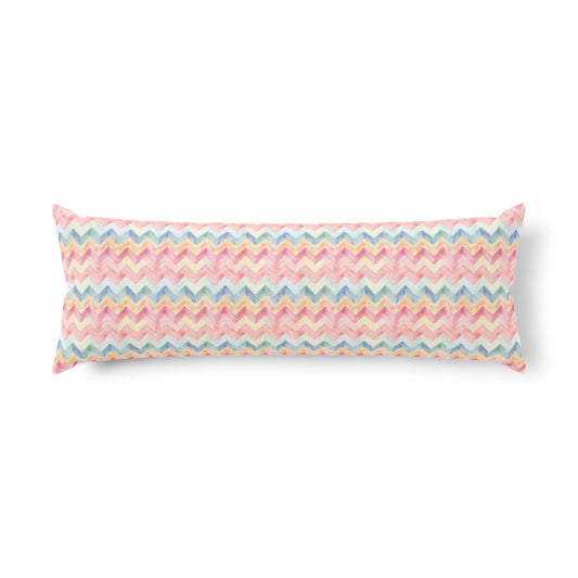 Chevron Pastel Body Pillow — Pink Zigzag Decorative Support Pillow - Creations by Chris and Carlos