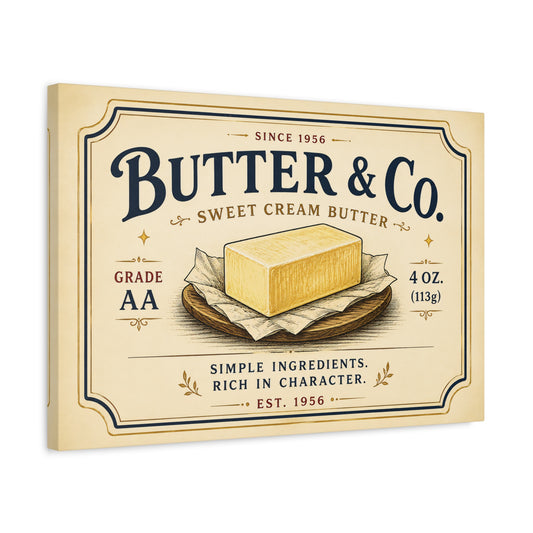 Canvas Wall Art - Vintage Butter & Co. Kitchen Sign - Creations by Chris and Carlos