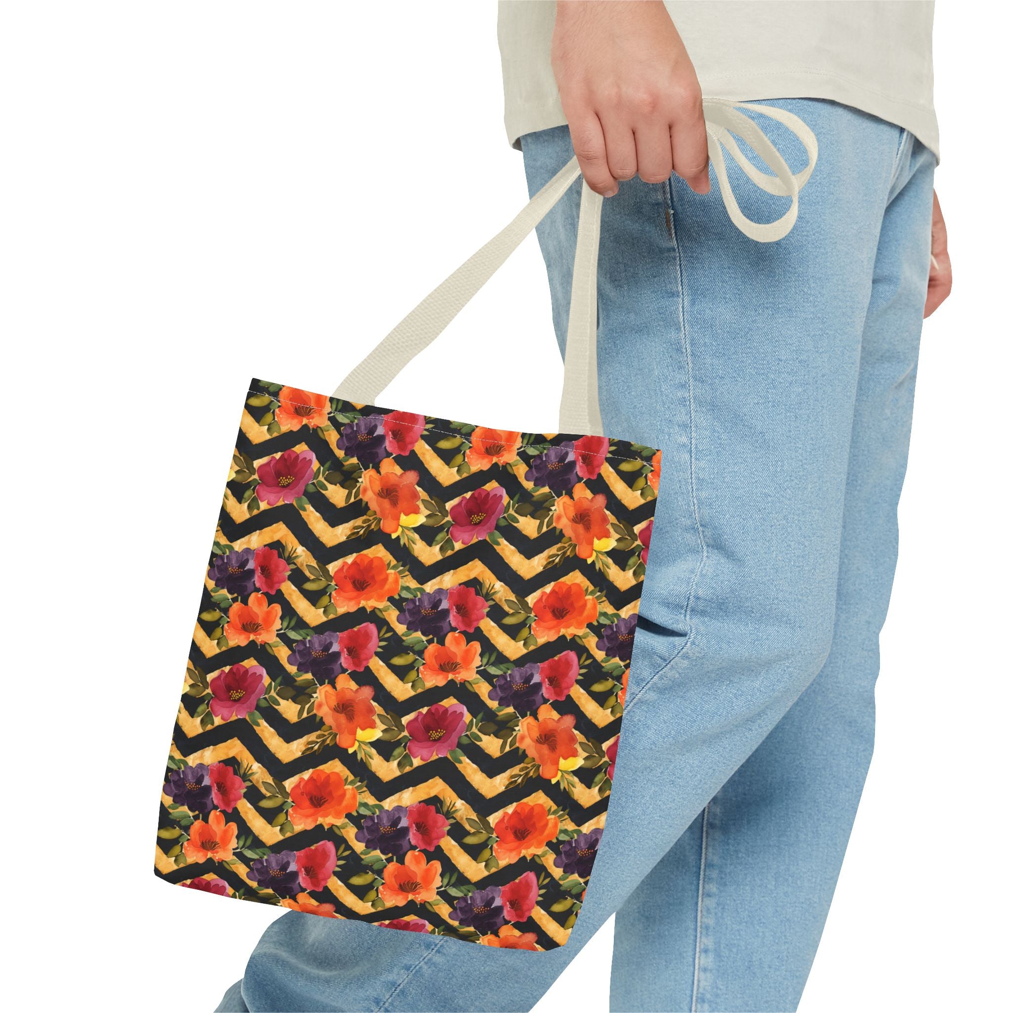 Sol y Alegría (Sun and Joy) Collection- Cactus Succulent Pattern Microfiber Blanket Soft Velveteen Throw for Home & Garden Lovers Floral Chevron Tote Bag — Bright Orange & Pink All-Over-Print Beach Shopper - Creations by Chris and Carlos
