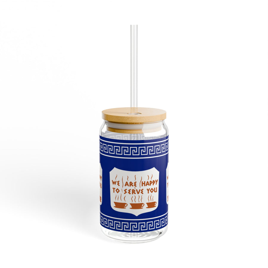 Sipper Glass — Greek Takeout 'We Are Happy To Serve You' 16oz Insulated Tumbler
