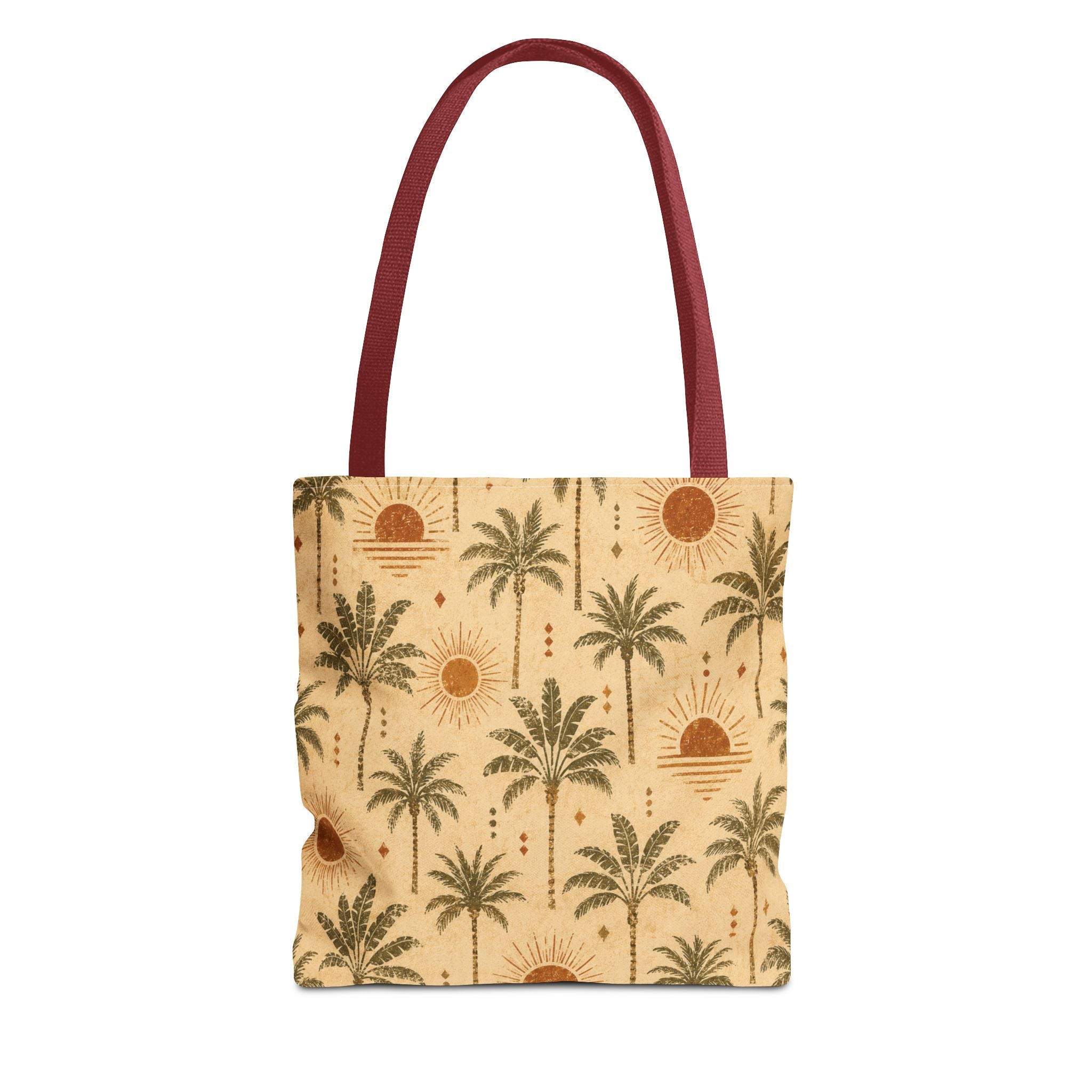 Palm Tree Sunset Tote Bag – Vintage Tropical Canvas Beach Shopper - Creations by Chris and Carlos