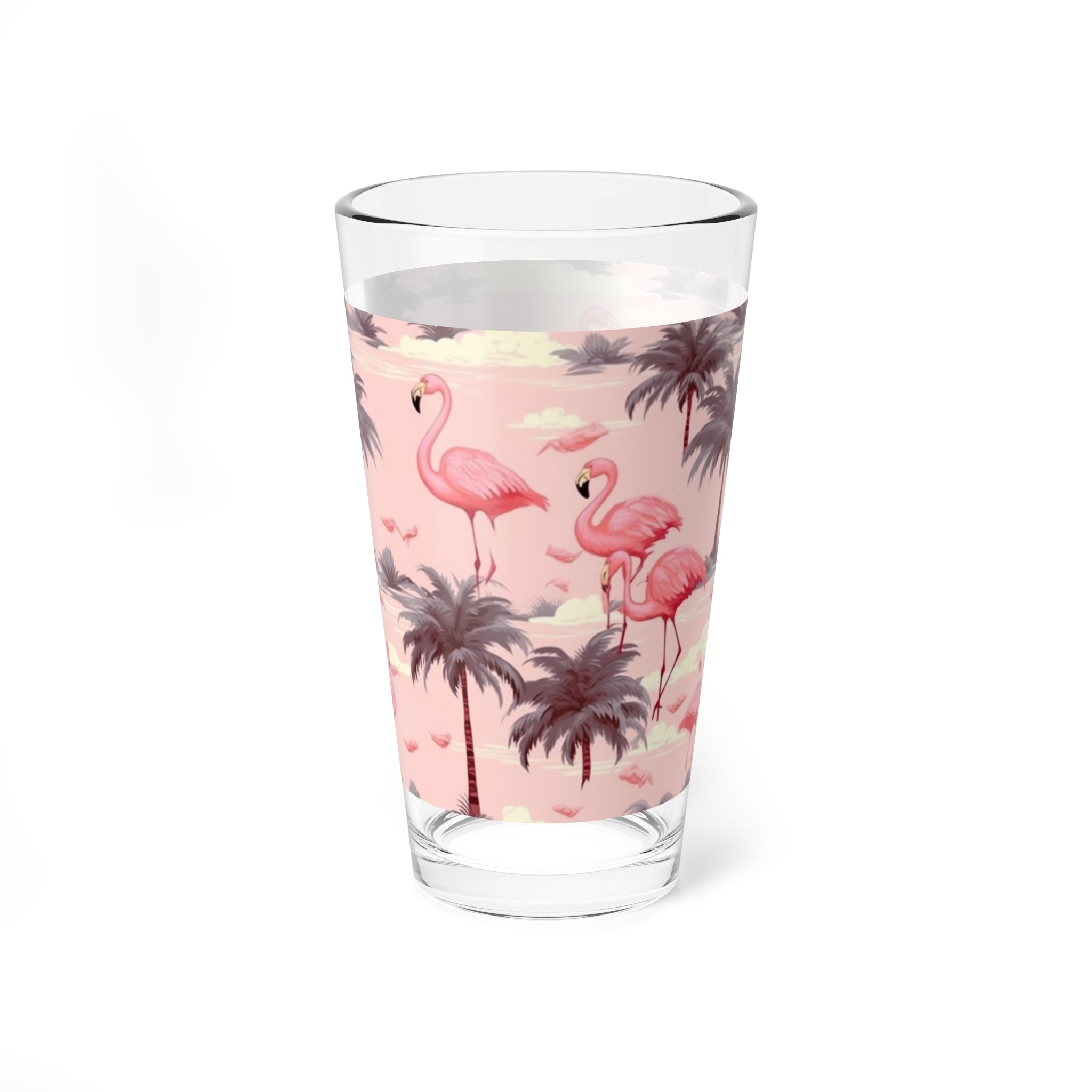Pink Flamingo's- Mixing Glass, 16oz - Creations by Chris and Carlos