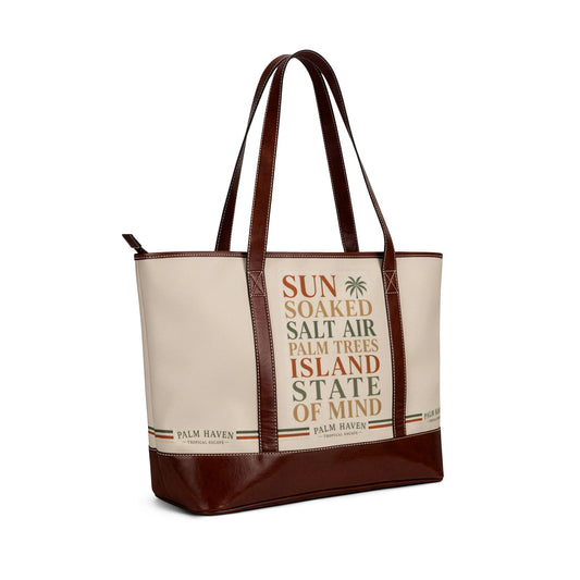 Island State of Mind Handbag – Beach Tote with 'Sun Soaked Salt Air' Design - Creations by Chris and Carlos