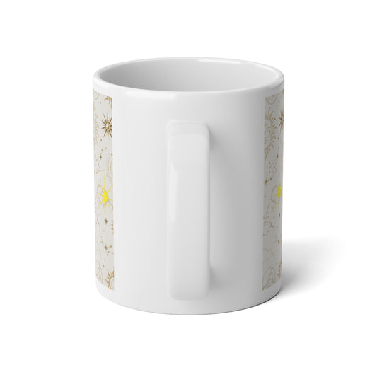 Solar Phases 20oz Jumbo Mug — Golden Sun & Celestial Stars Design - Creations by Chris and Carlos