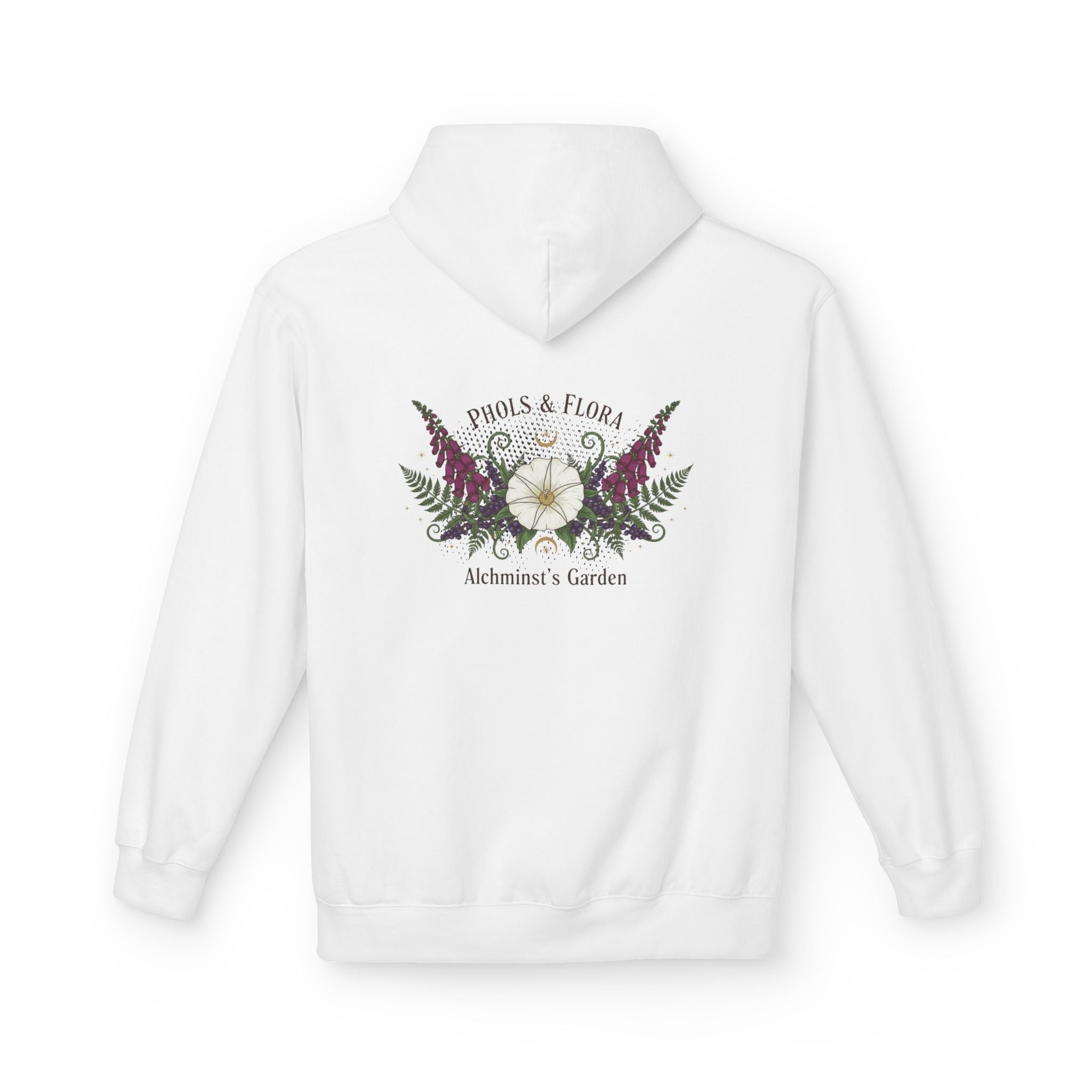 Botanical Alchemist Hoodie — Phols & Flora "Alchimist’s Garden" Floral Back Print - Creations by Chris and Carlos