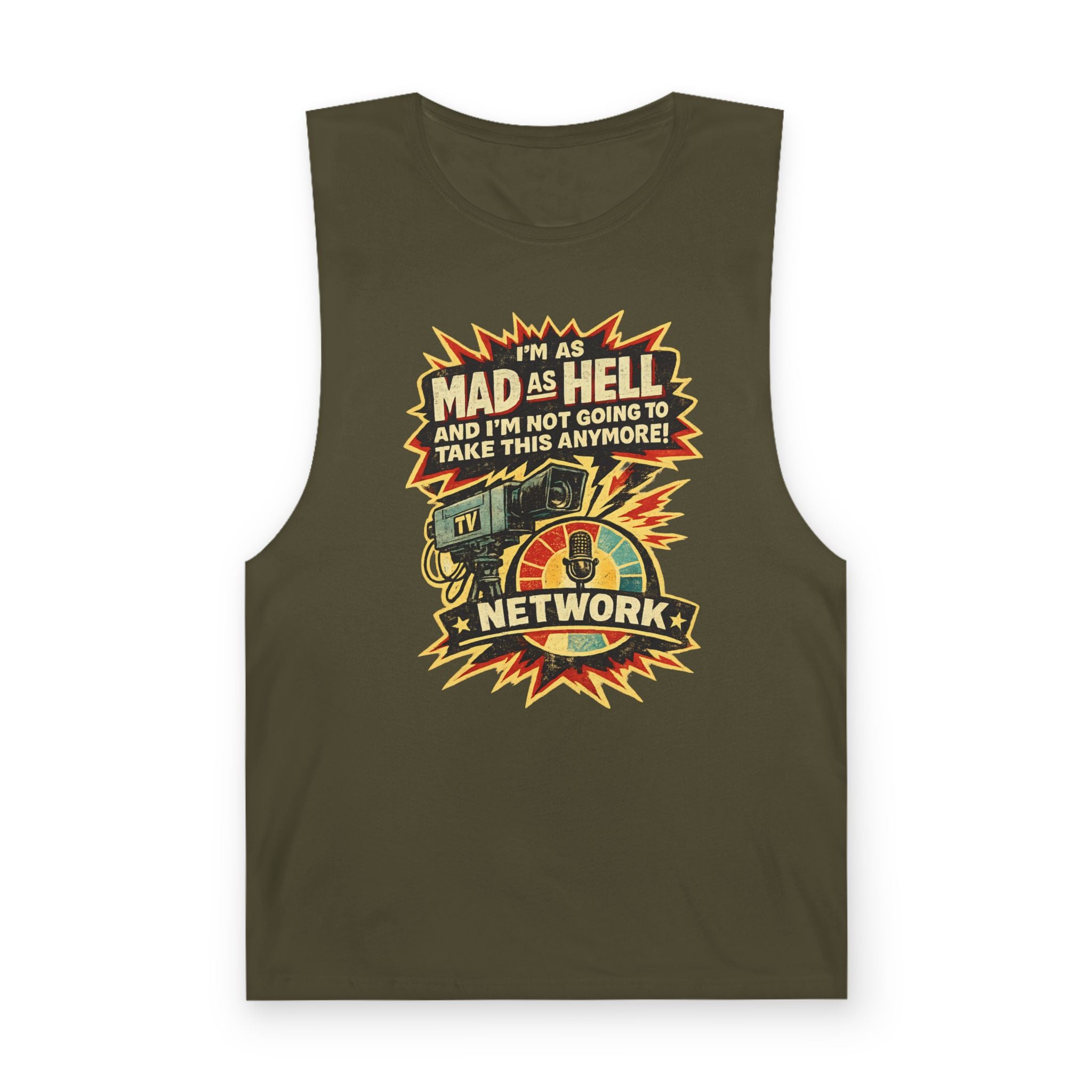 Mad As Hell Network Graphic Tank Top — Retro Protest Tee - Creations by Chris and Carlos