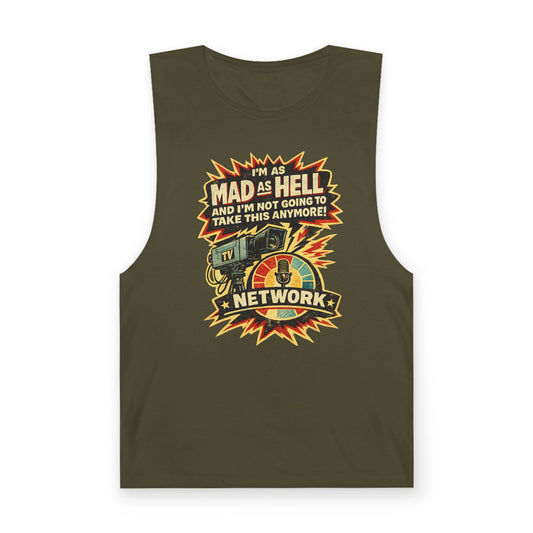 Mad As Hell Network Graphic Tank Top — Retro Protest Tee - Creations by Chris and Carlos