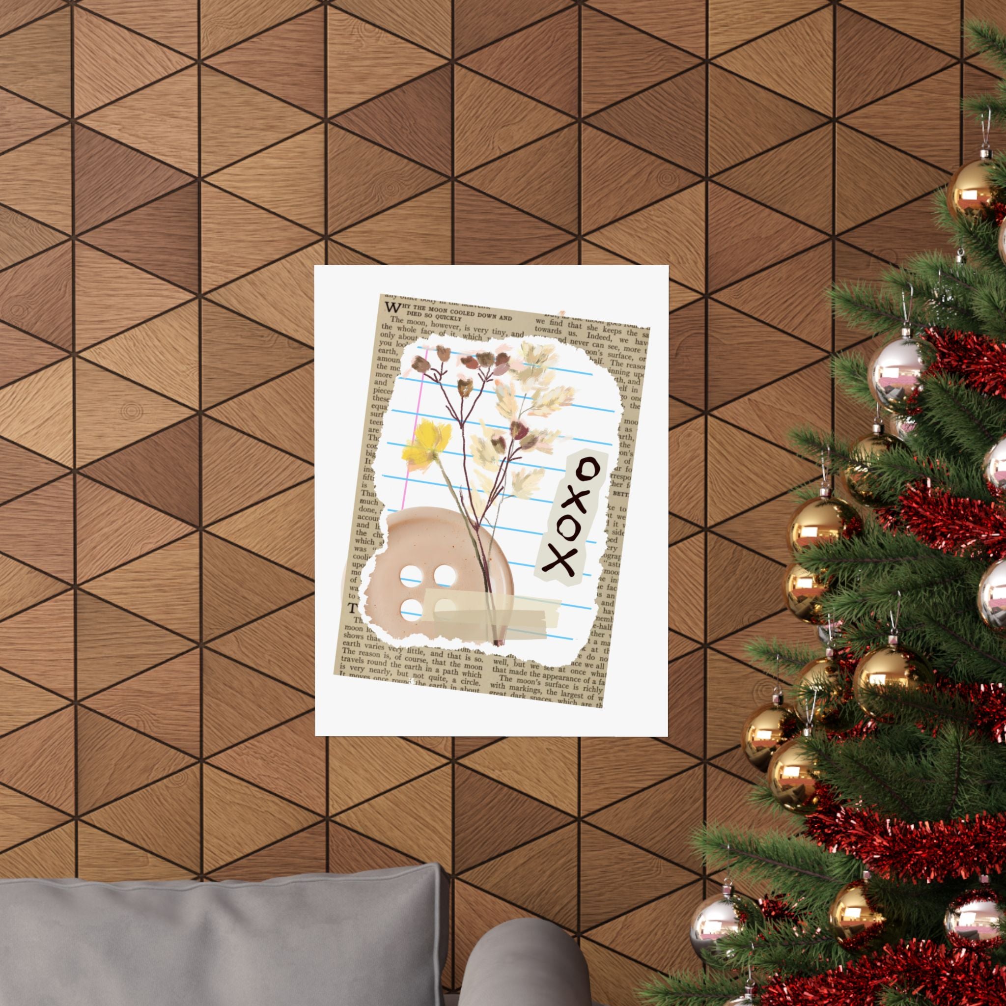 Briarwood Garden Dried Flowers Collage Matte Poster — 'XOXO' Vintage Notebook Art - Creations by Chris and Carlos