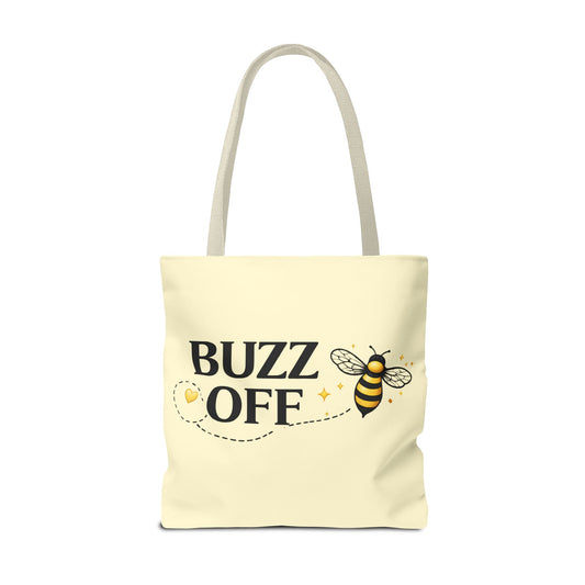 Buzz Off Bee Tote Bag – Cute Bee Graphic Canvas Shopping Tote - Creations by Chris and Carlos