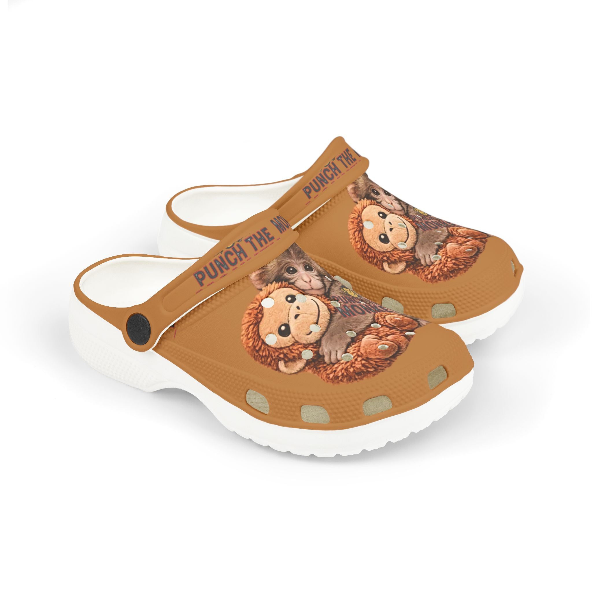 Kids Punch the Monkey Graphic Foam Clogs — "Punch the Monkey" Printed Slip‑On Shoes - Creations by Chris and Carlos