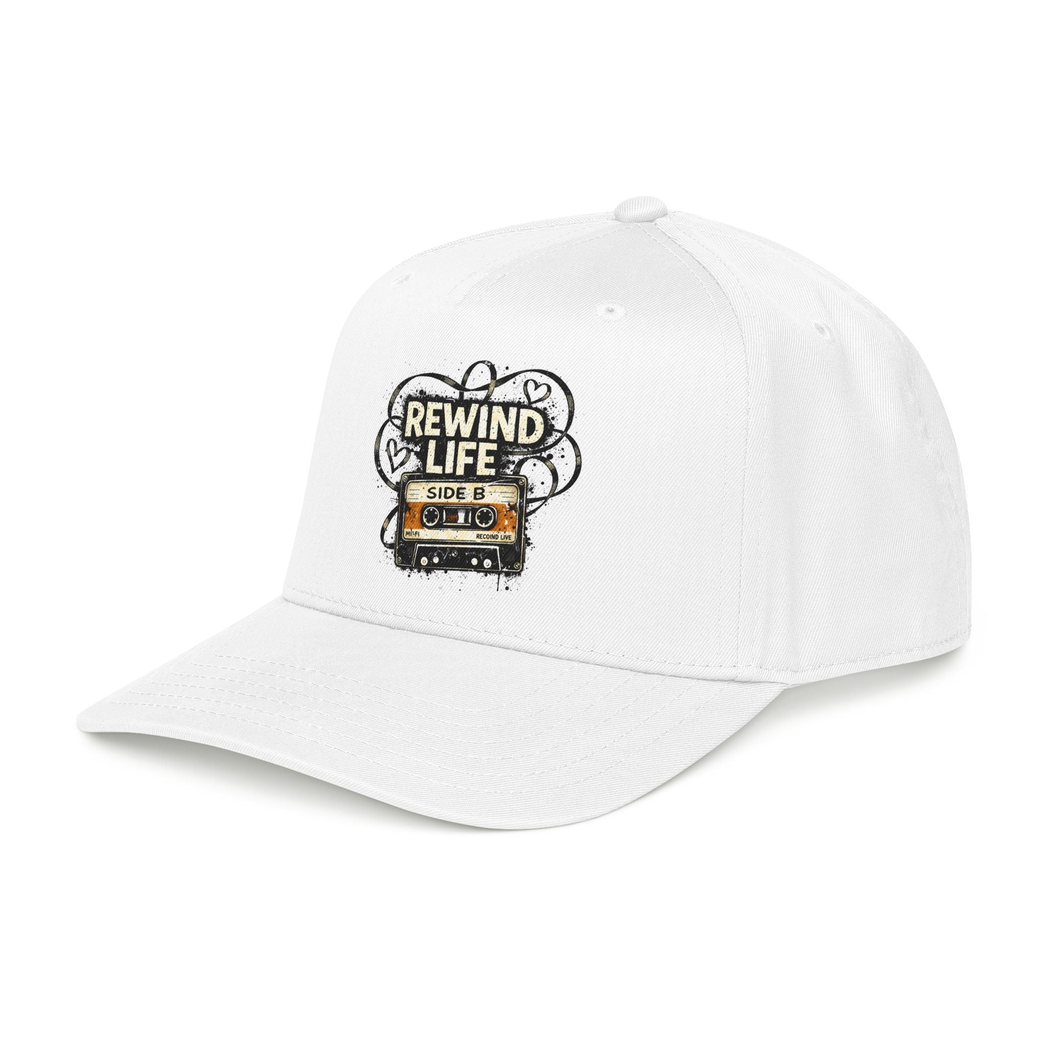 Rewind Life Cassette Cap — Retro Music Mid-Profile Baseball Hat - Creations by Chris and Carlos