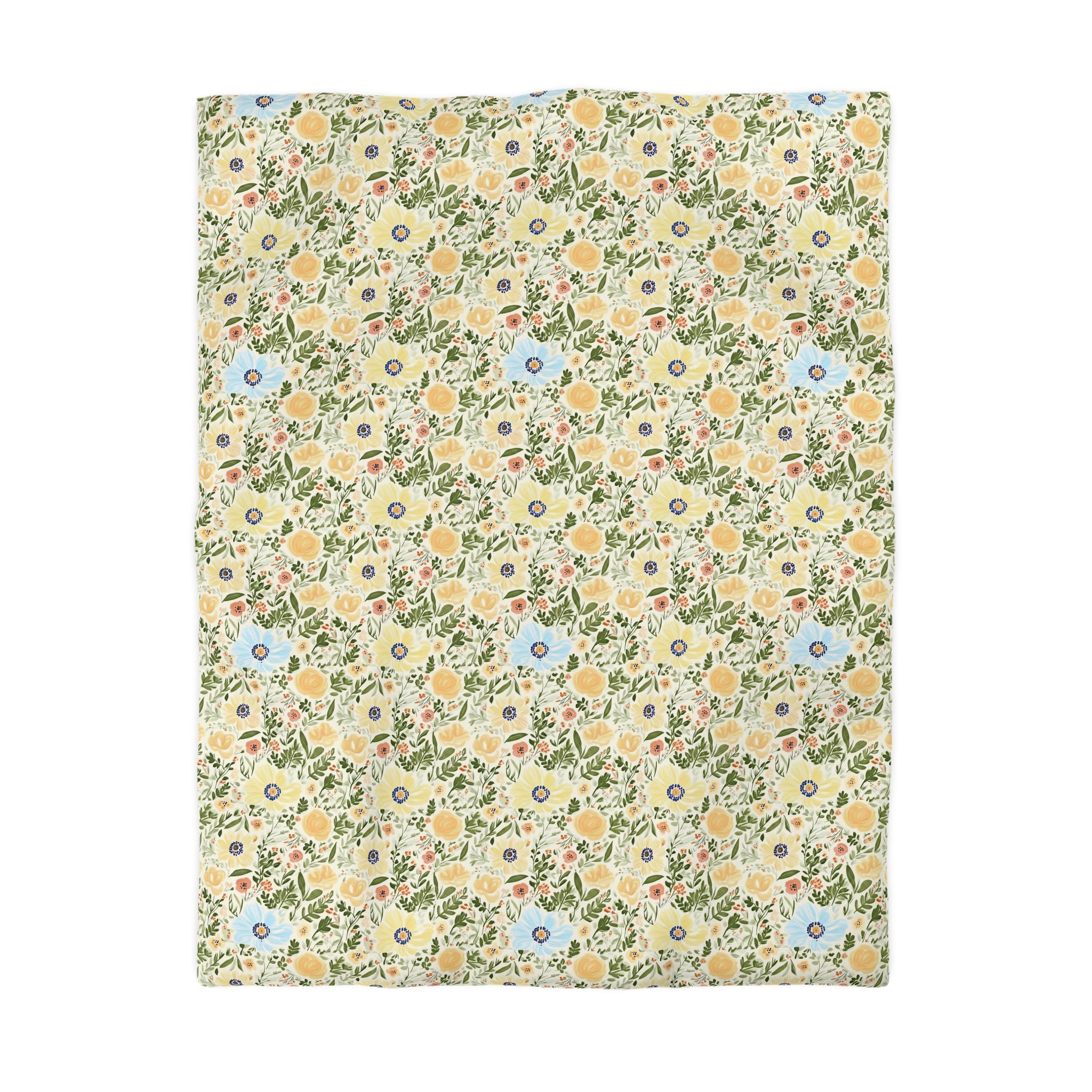 The Artisanal Flora Gallery Vintage Floral Duvet Cover — Pastel Wildflower Microfiber Bedding - Creations by Chris and Carlos