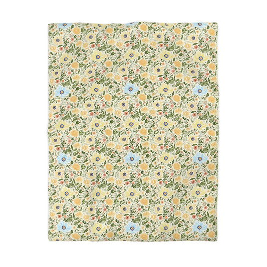 The Artisanal Flora Gallery Vintage Floral Duvet Cover — Pastel Wildflower Microfiber Bedding - Creations by Chris and Carlos
