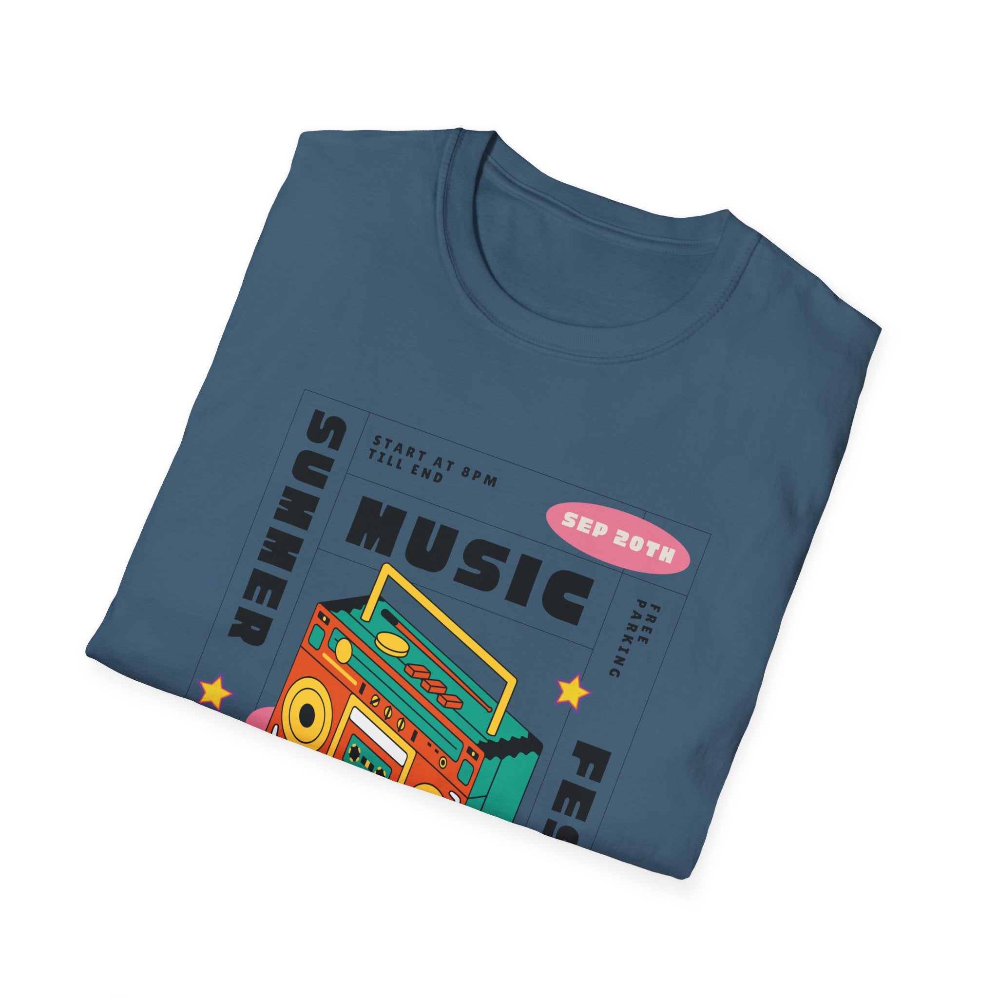 Music Festival T-Shirt — Retro Boombox Summer Festival Design - Creations by Chris and Carlos