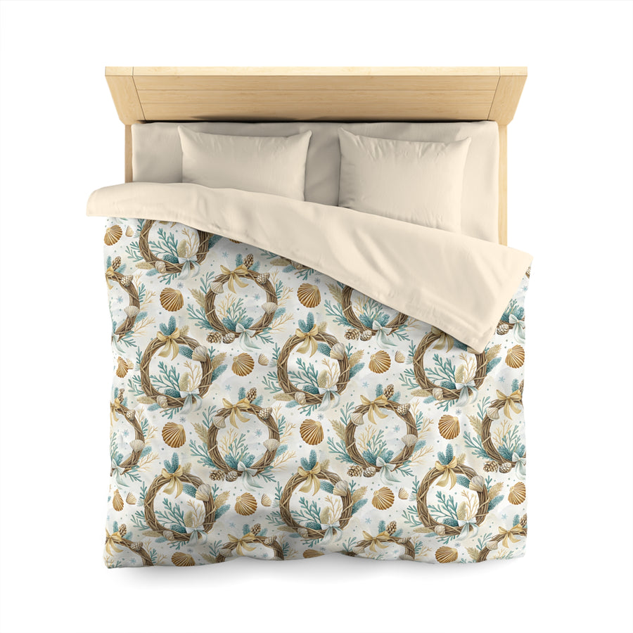 Tidings by the Sea- Floral Microfiber Duvet Cover, Cozy Bedroom Decor, Soft Bedding, Elegant Bedding Set, Gift for Her, Housewarming