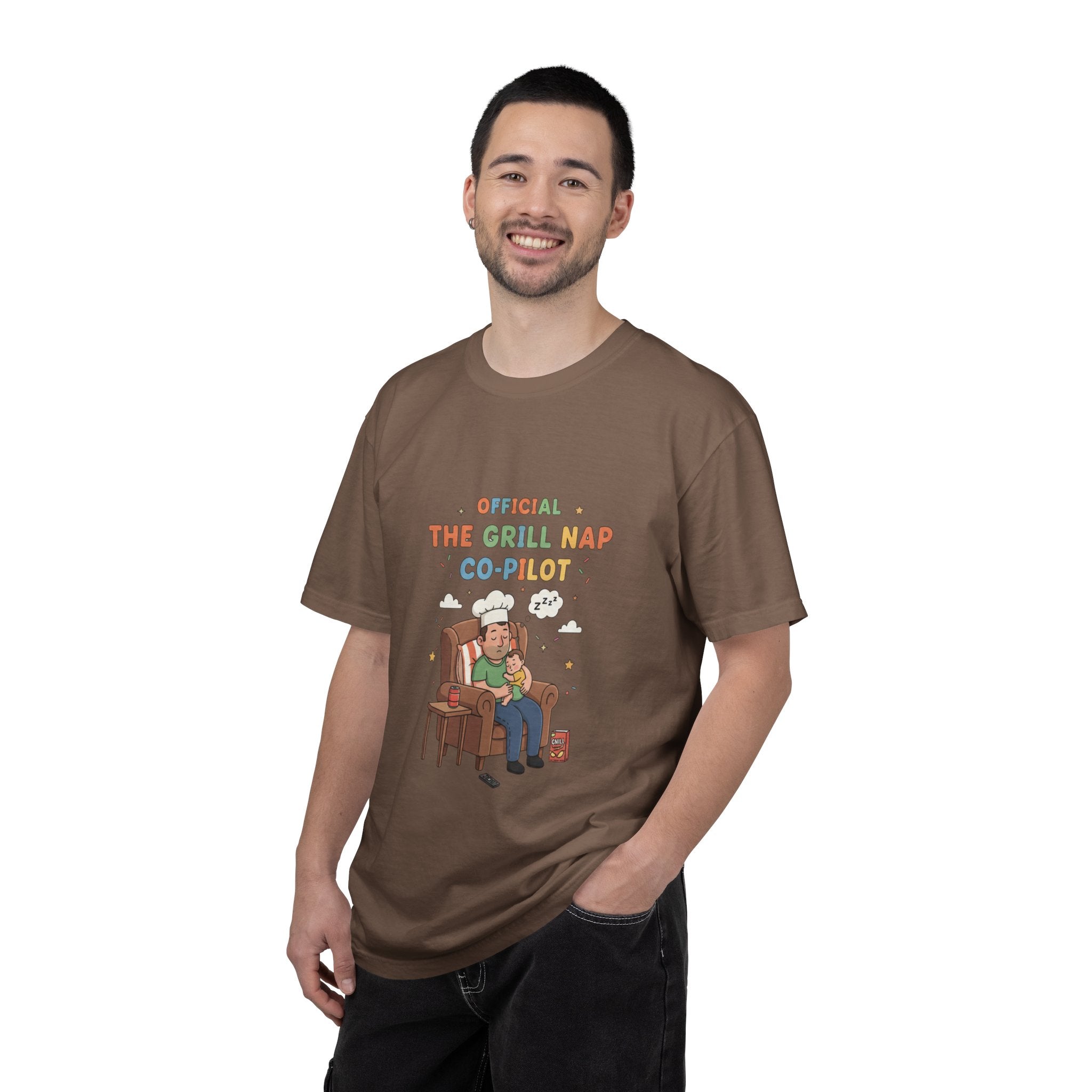 T-Shirt — "Official Grill Nap Co Pilot" Funny Retro Graphic Tee - Creations by Chris and Carlos
