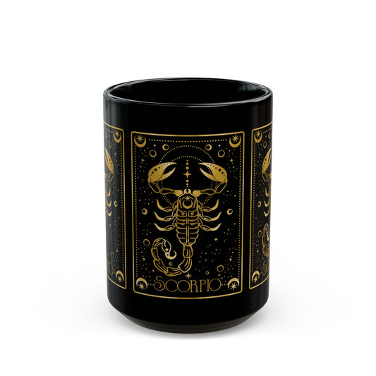 Scorpio Zodiac Black Mug — Gold Astrological Scorpion Coffee Cup - Creations by Chris and Carlos