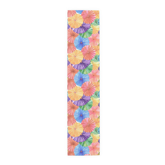 Floral Parasol Pattern Table Runner — Colorful Summer Umbrella Design - Creations by Chris and Carlos