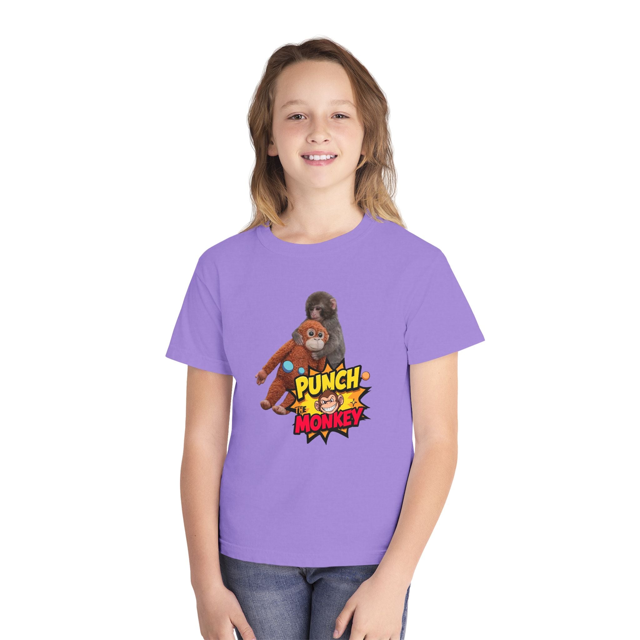 Punch Monkey Youth T‑Shirt — Cute Cartoon Monkey Graphic Tee for Kids - Creations by Chris and Carlos