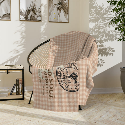 Gingham Velveteen Blanket — Old Soul Trading Co. Microfiber Throw - Creations by Chris and Carlos
