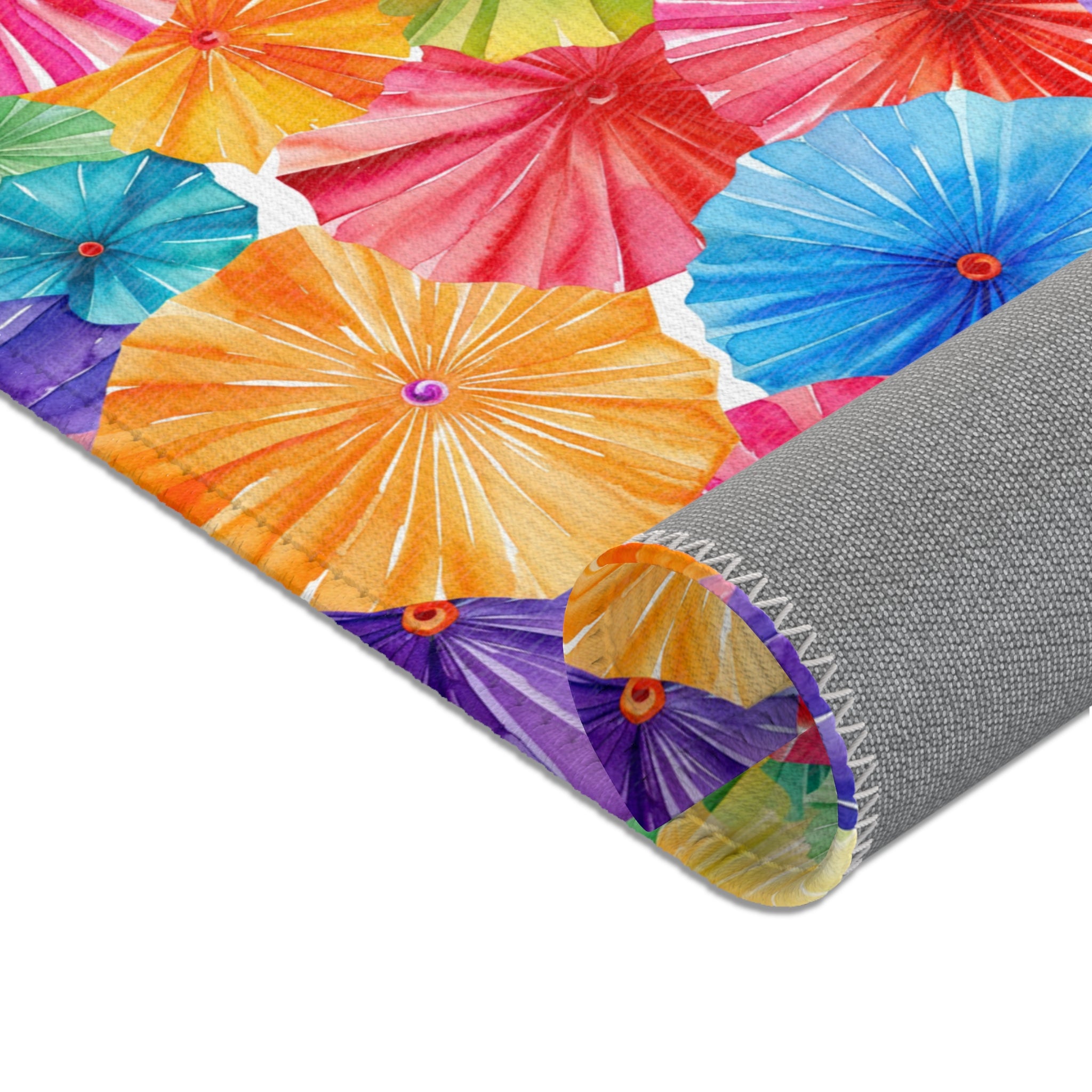 Sol y Alegría (Sun and Joy) Collection- Vibrant Umbrella Pattern Area Rug — Colorful Tropical Beach Vibe Accent Rug - Creations by Chris and Carlos