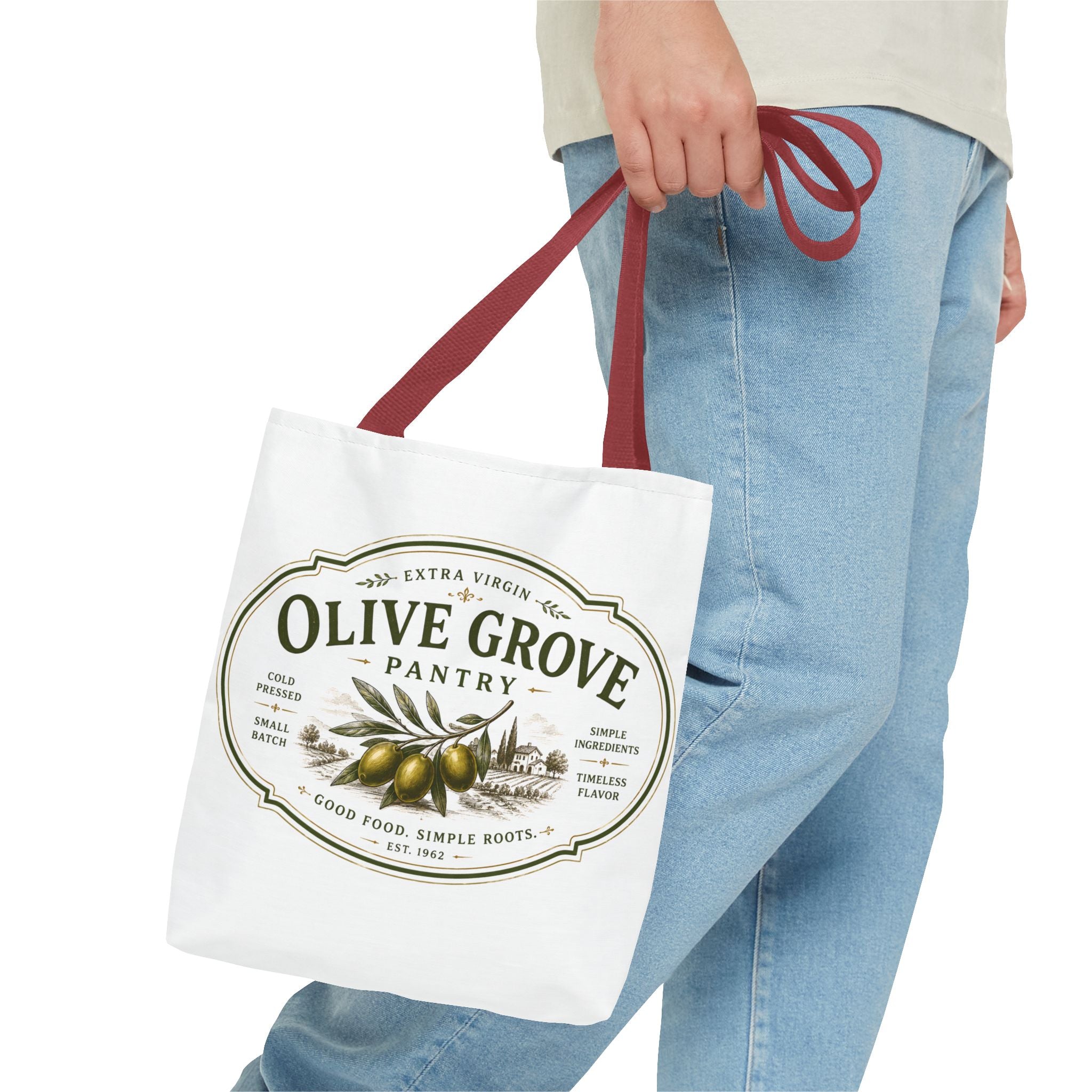 Olive Grove Pantry Tote Bag — Vintage Olive Oil Market Grocery Tote - Creations by Chris and Carlos