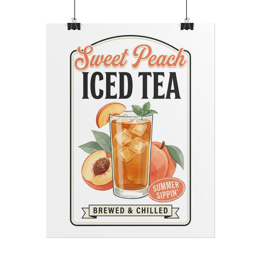 Sweet Peach Iced Tea Poster — Vintage Kitchen Wall Art (Rolled Poster) - Creations by Chris and Carlos