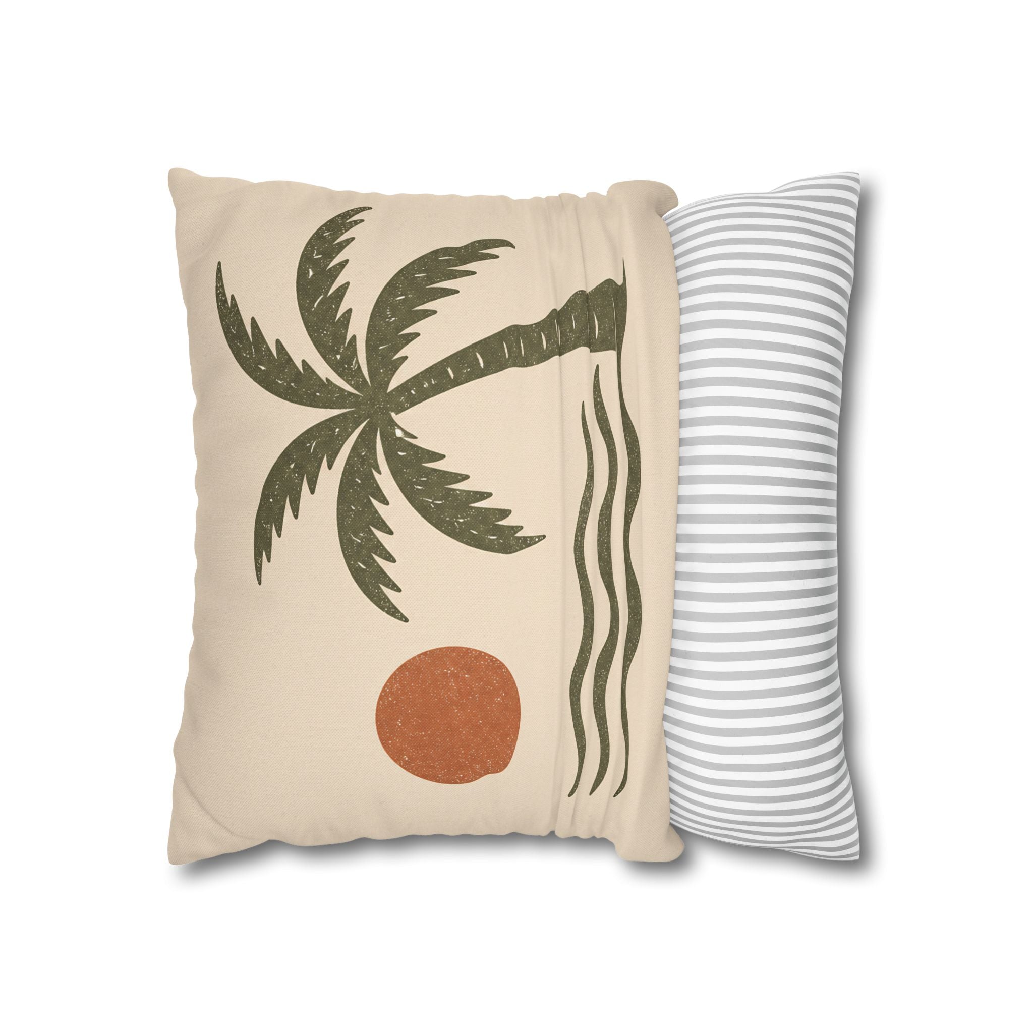 Retro Palm Tree Beach Pillowcase — Tropical Sunset Decorative Throw - Creations by Chris and Carlos