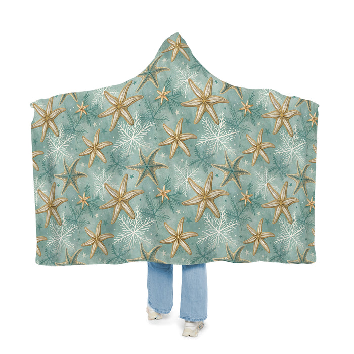 Tidings by the Sea- Cozy Starfish Snuggle Blanket | Warm Hooded Throw, Perfect for Camping, Movie Nights, Beach Days, Gift for Ocean Lovers
