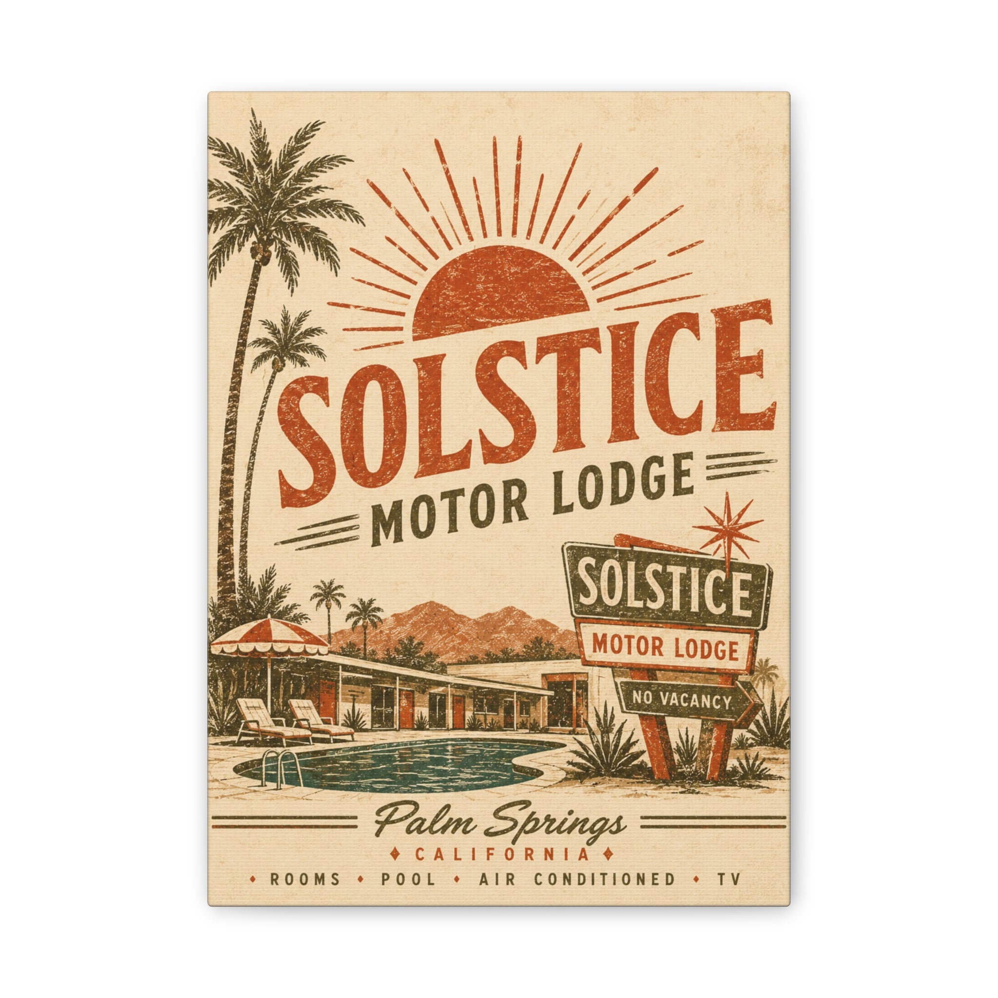 Solstice Motor Lodge Vintage Palm Springs Canvas Wall Art - Creations by Chris and Carlos