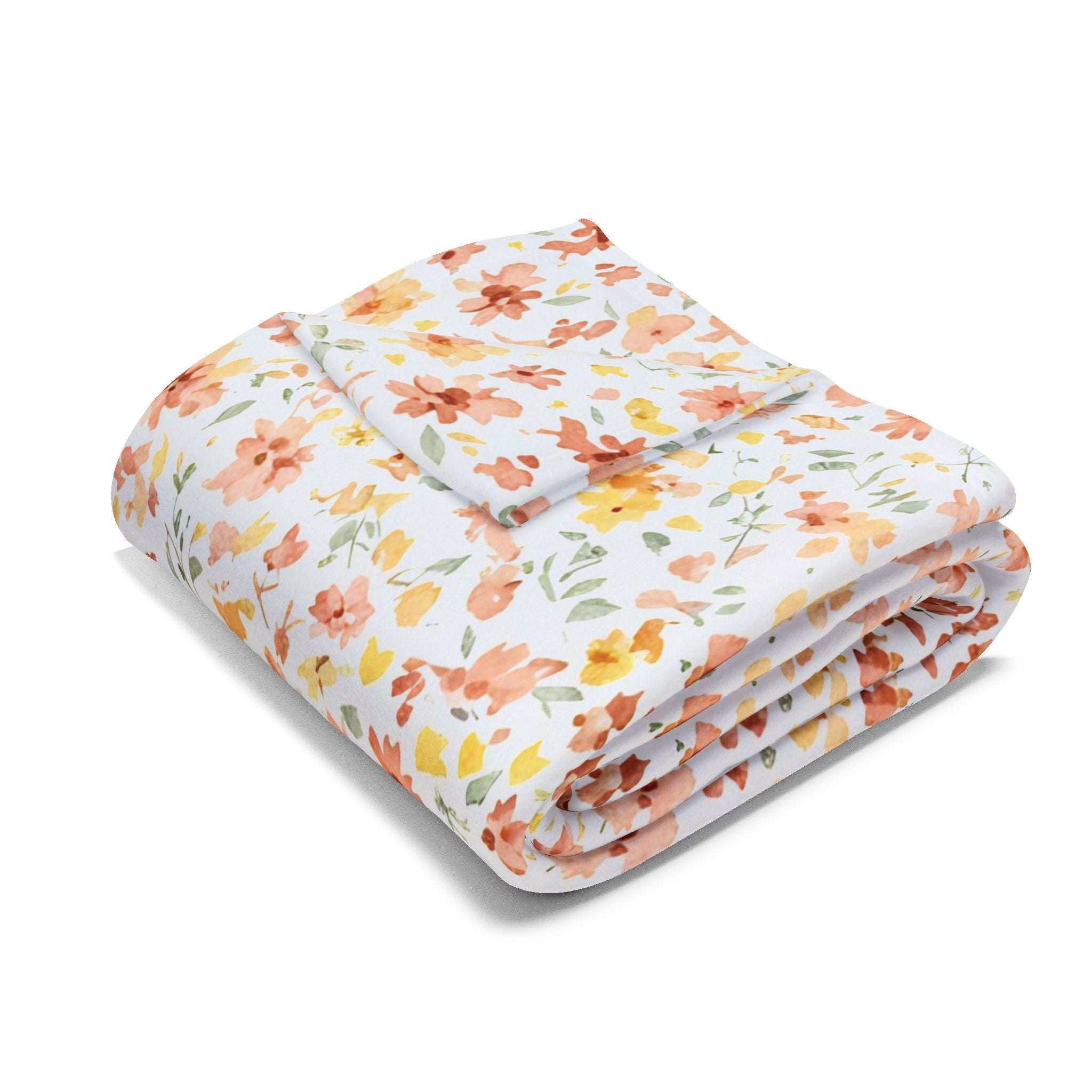The Artisanal Flora Gallery Floral Fleece Blanket — Delicate Autumn Wildflower Throw - Creations by Chris and Carlos