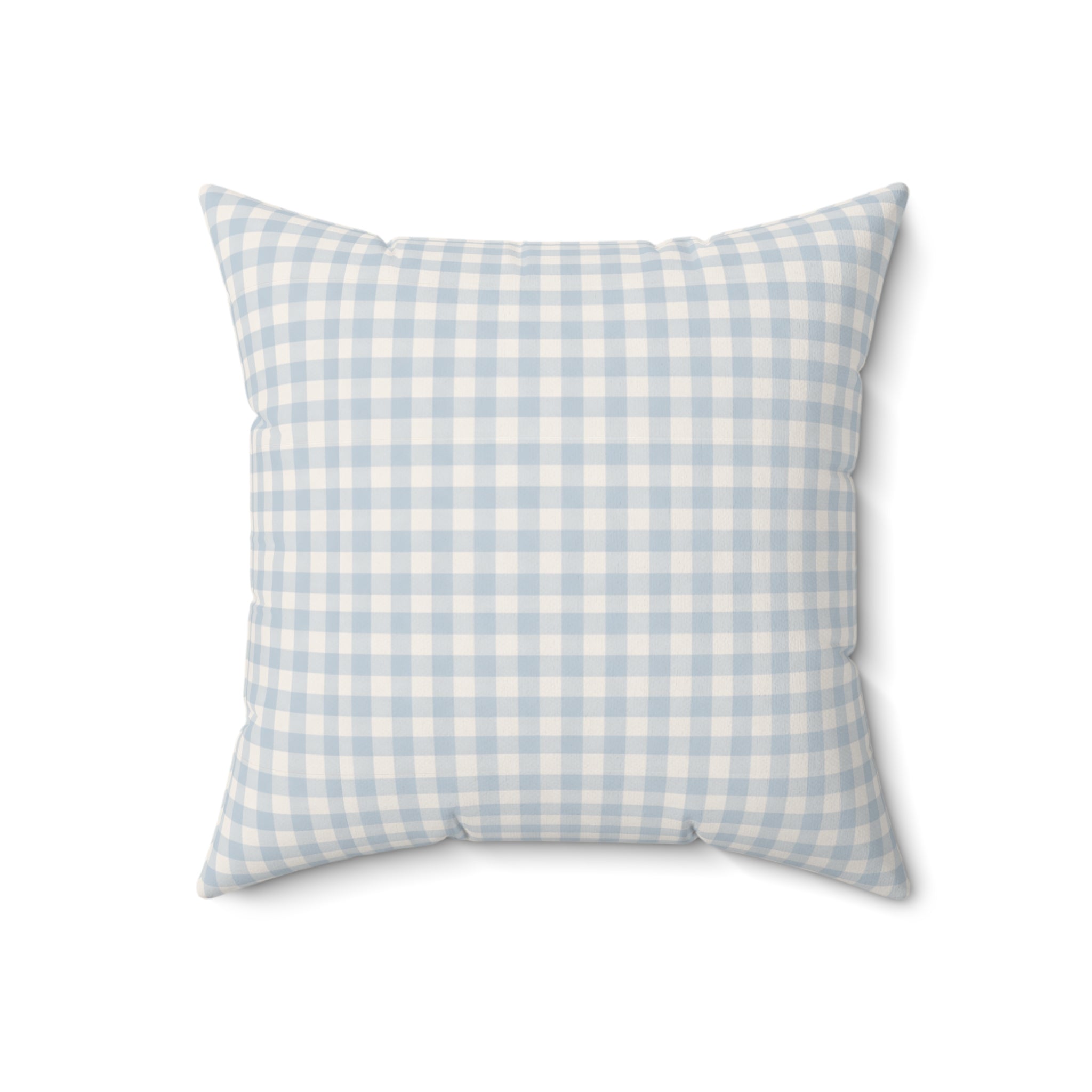 Gingham Faux Suede Square Pillow — Light Blue Check Decorative Throw Pillow - Creations by Chris and Carlos