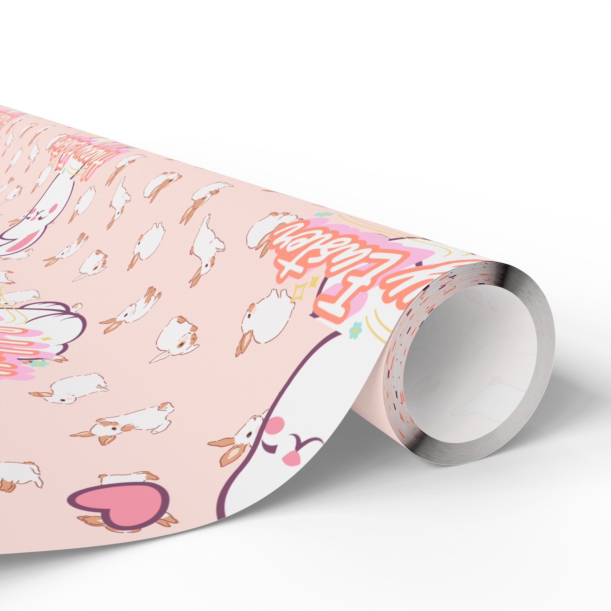 Easter Cute Bunny Pattern Wrapping Paper - Pastel Pink Love & Hearts Gift Wrap - Creations by Chris and Carlos